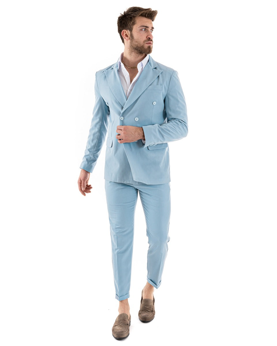 Double-Breasted Men's Suit Tailored Viscose Suit Jacket Trousers Solid Color Powder Elegant Casual GIOSAL-OU2244A