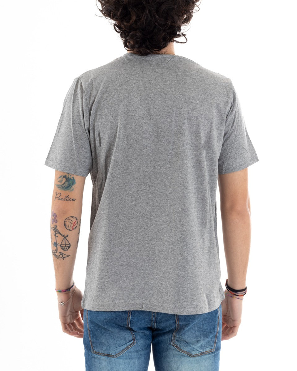 Still Alive Men's T-Shirt Solid Color Gray Print Short Sleeve GIOSAL