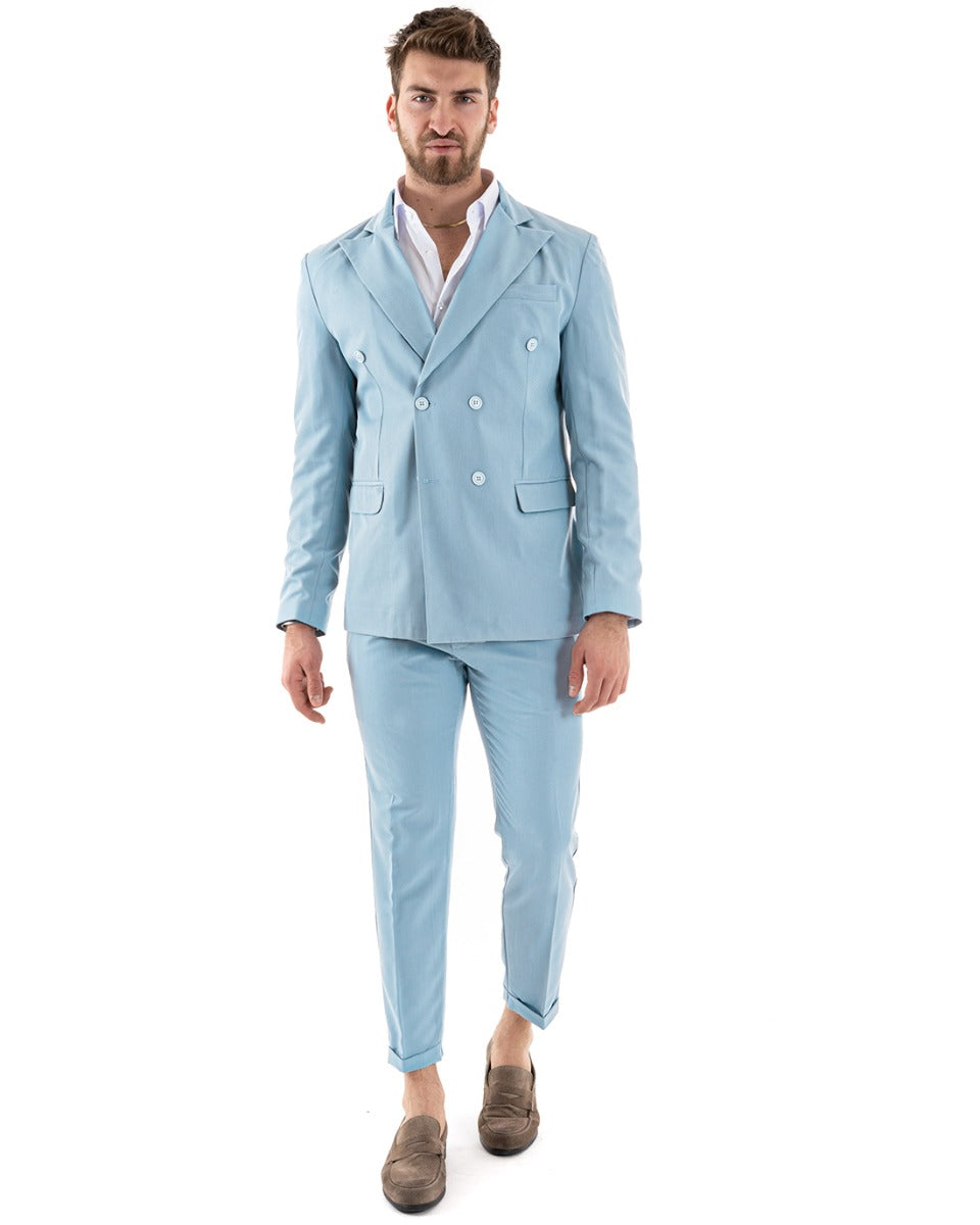 Double-Breasted Men's Suit Tailored Viscose Suit Jacket Trousers Solid Color Powder Elegant Casual GIOSAL-OU2244A
