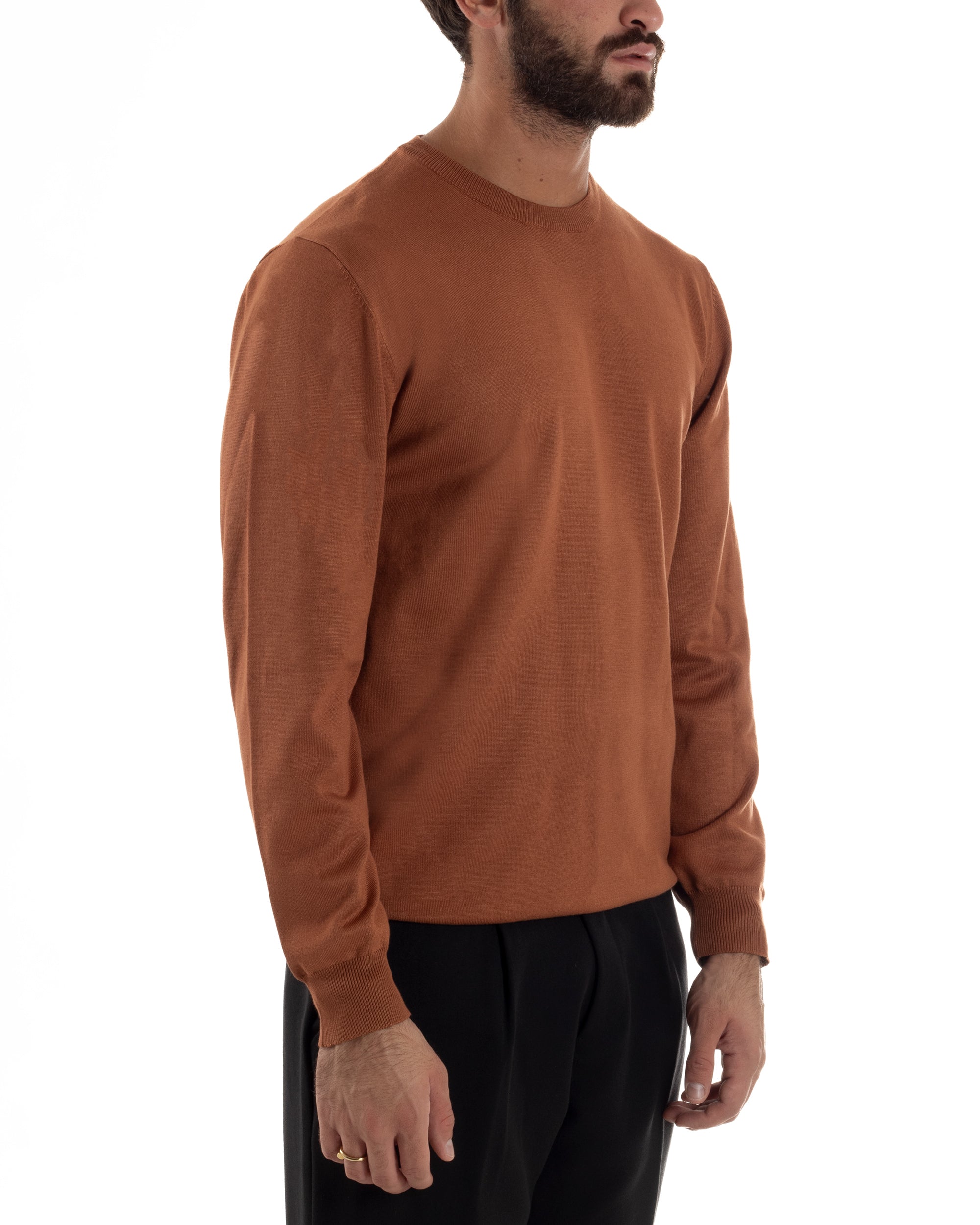 Maglioncino Uomo Girocollo Basic Tinta Unita Ruggine M2529A