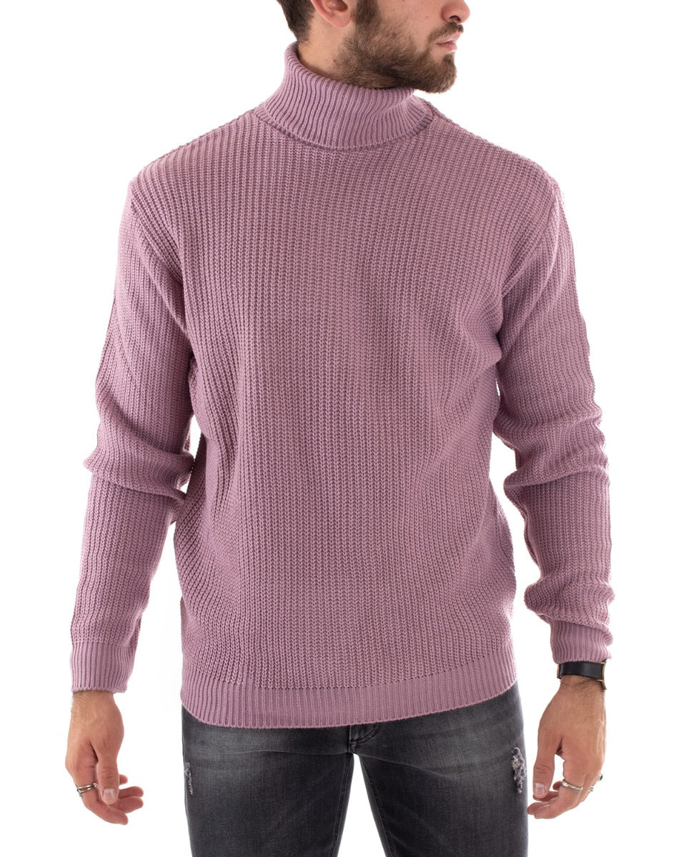 Paul Barrell Men's Pullover Sweater Solid Color Wisteria High Neck Casual GIOSAL M2342A