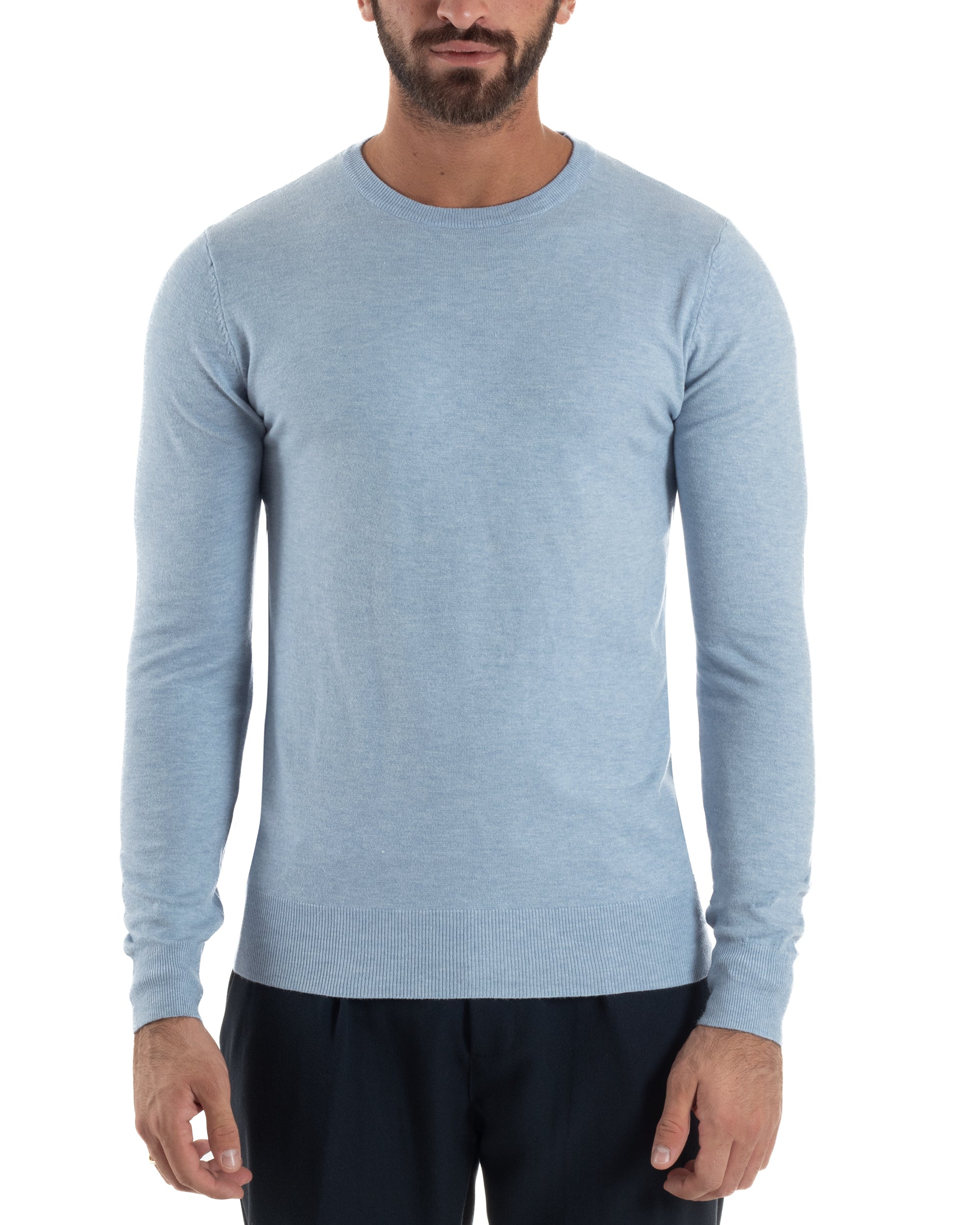 Maglioncino Uomo Girocollo Basic Tinta Unita Polvere M2570A