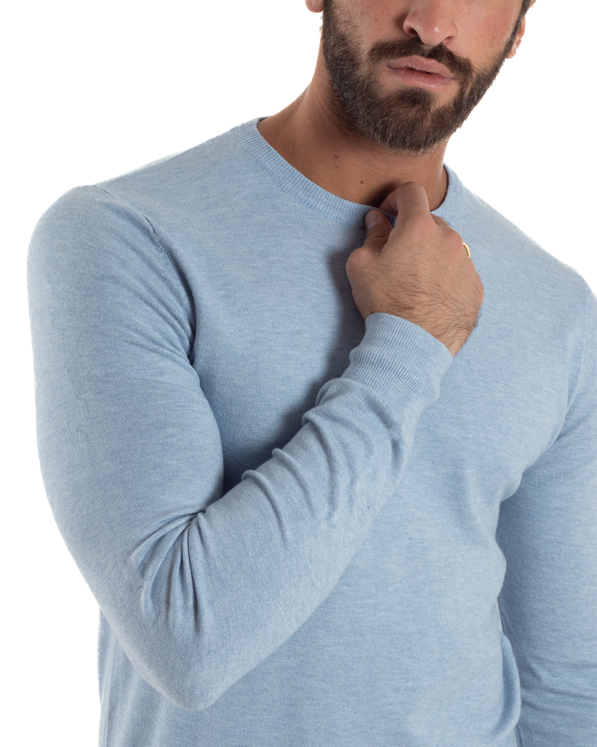 Maglioncino Uomo Girocollo Basic Tinta Unita Polvere M2570A