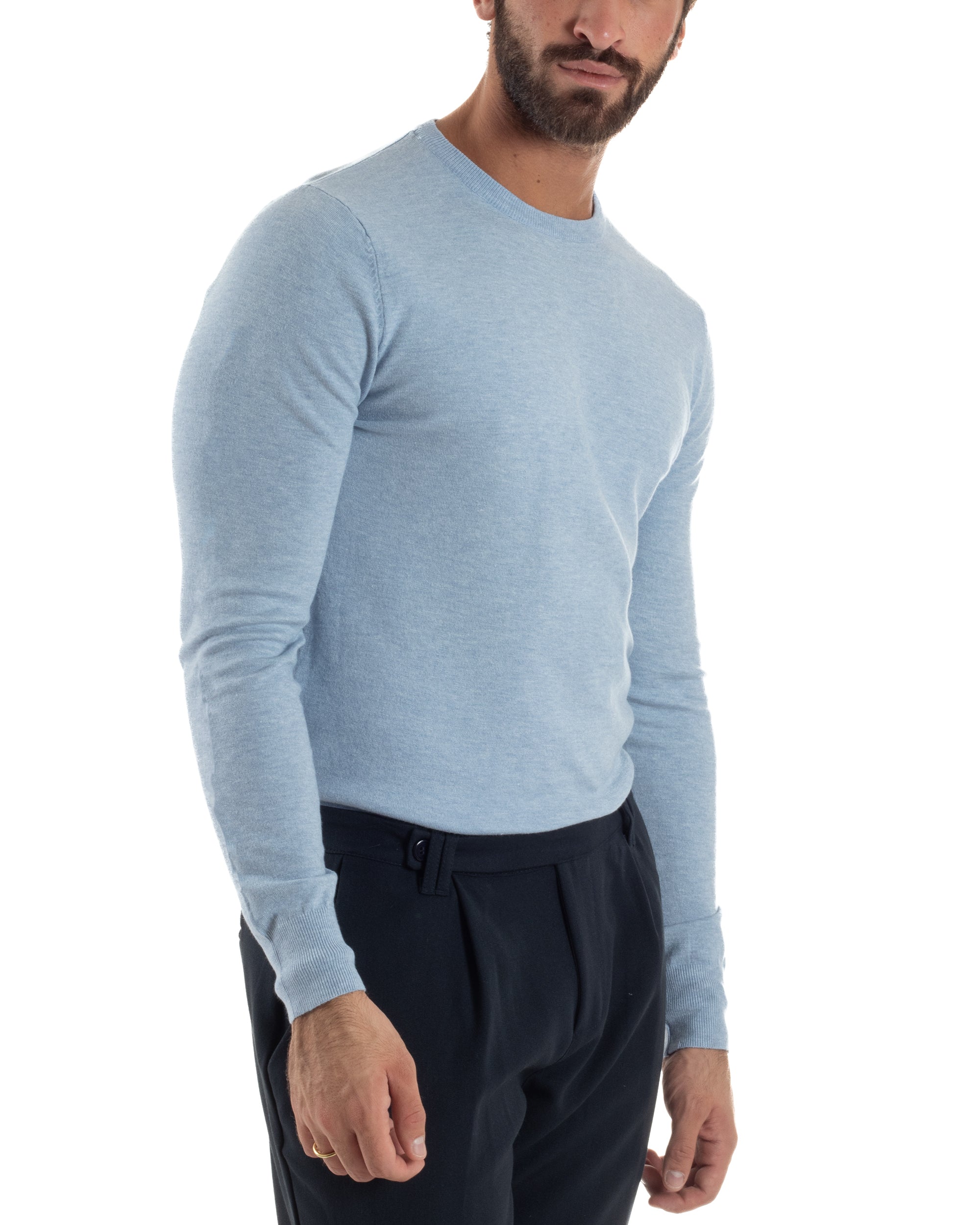 Maglioncino Uomo Girocollo Basic Tinta Unita Polvere M2570A