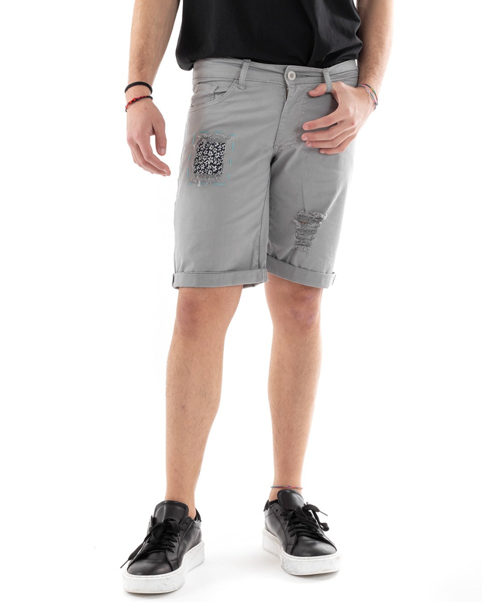 Bermuda Pantaloncino Pantalone Corto Uomo Cotone Shorts Toppe Fiori GIOSAL-PC1082A