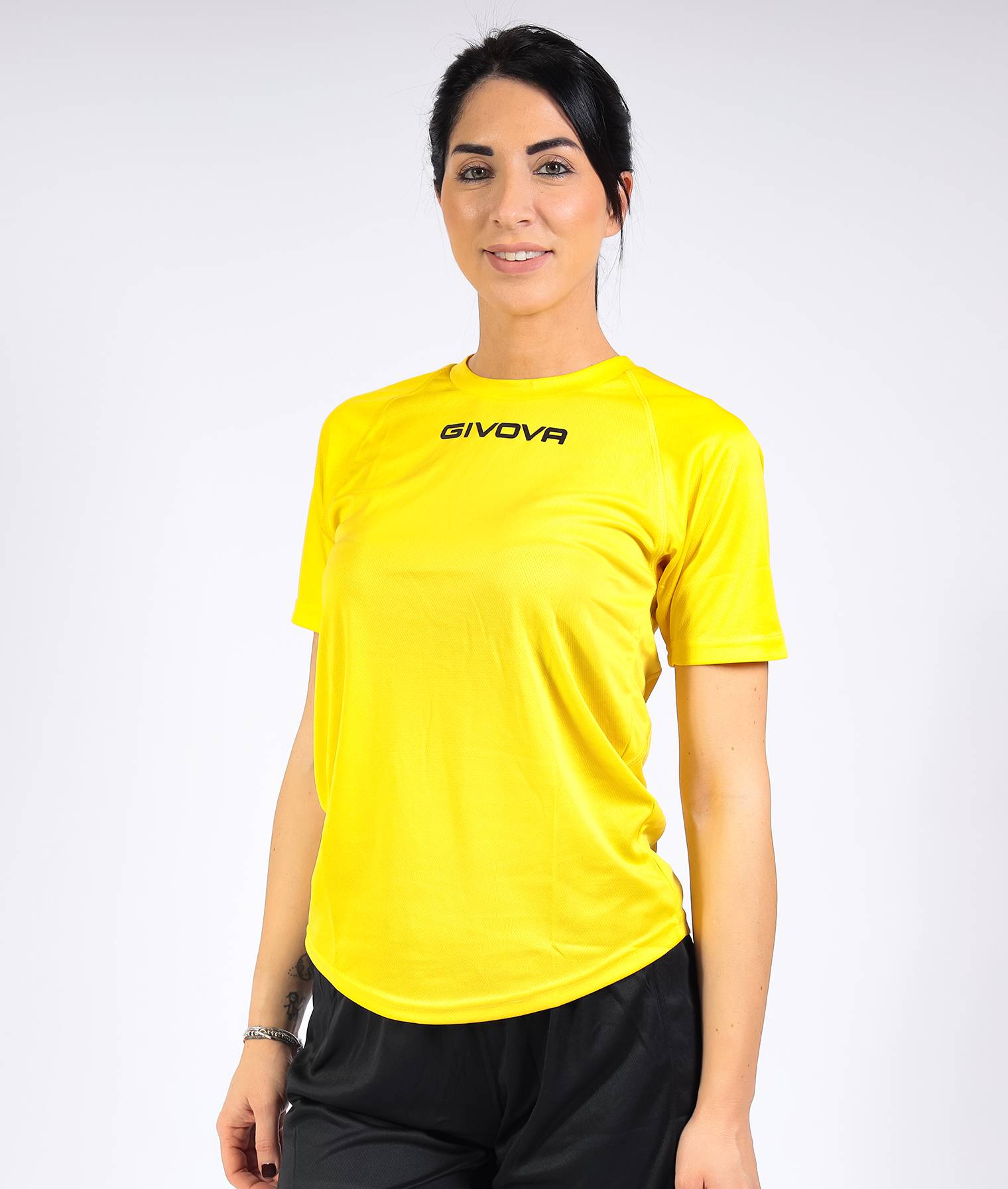 T-shirt GIVOVA ONE MICROFORATA GIALLO FLUO Mesh Unisex Maglia Sportiva Comoda Tinta Unita GIOSAL