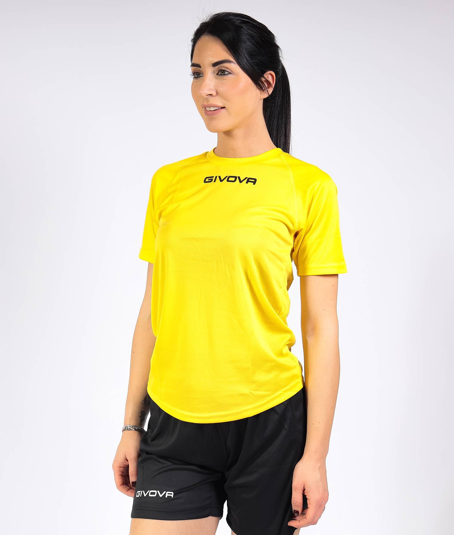 T-shirt GIVOVA ONE MICROFORATA GIALLO FLUO Mesh Unisex Maglia Sportiva Comoda Tinta Unita GIOSAL