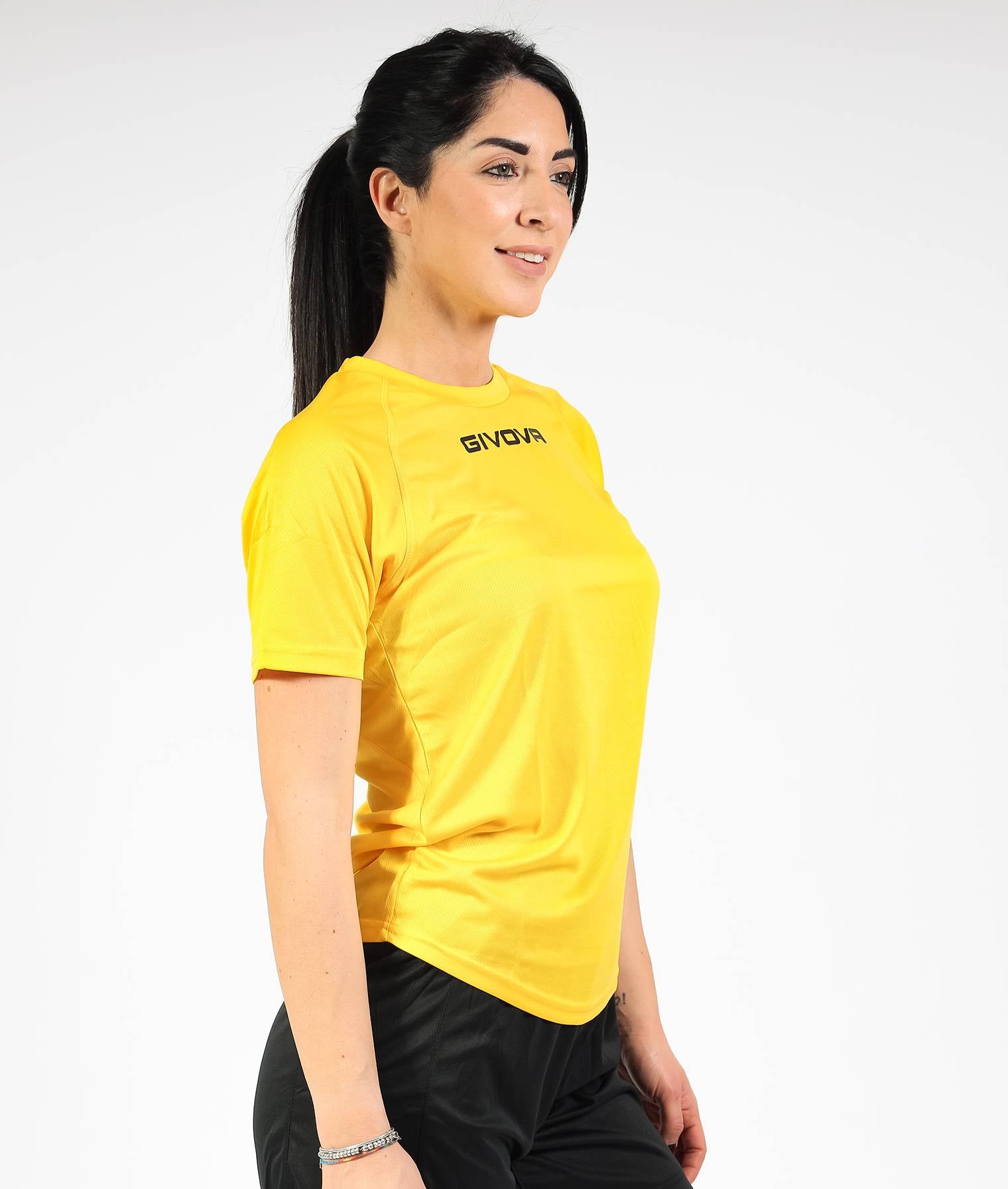 T-shirt GIVOVA ONE MICROFORATA GIALLO Mesh Unisex Maglia Sportiva Comoda Tinta Unita GIOSAL