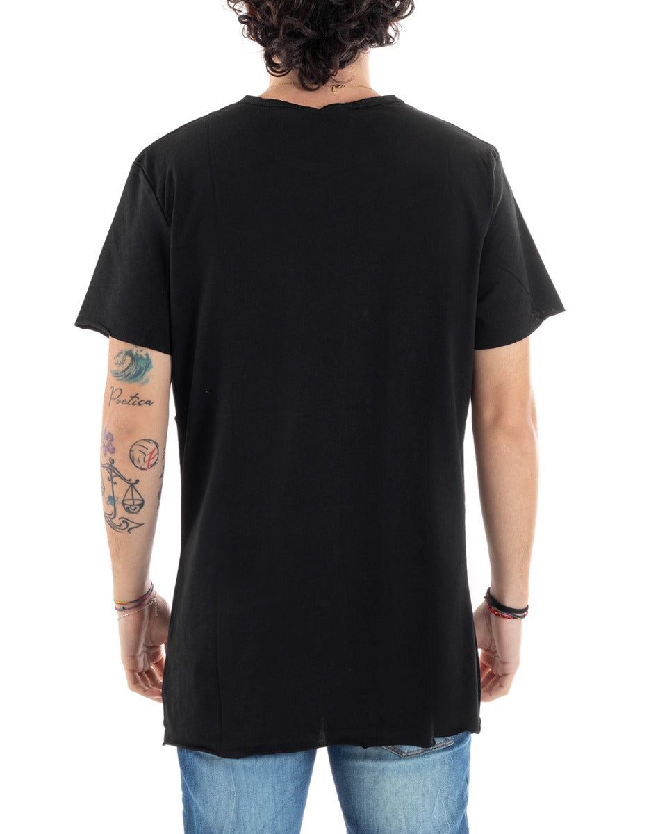 Men's Half Sleeve T-shirt MOD Black Written Print Casual Round Neck GIOSAL