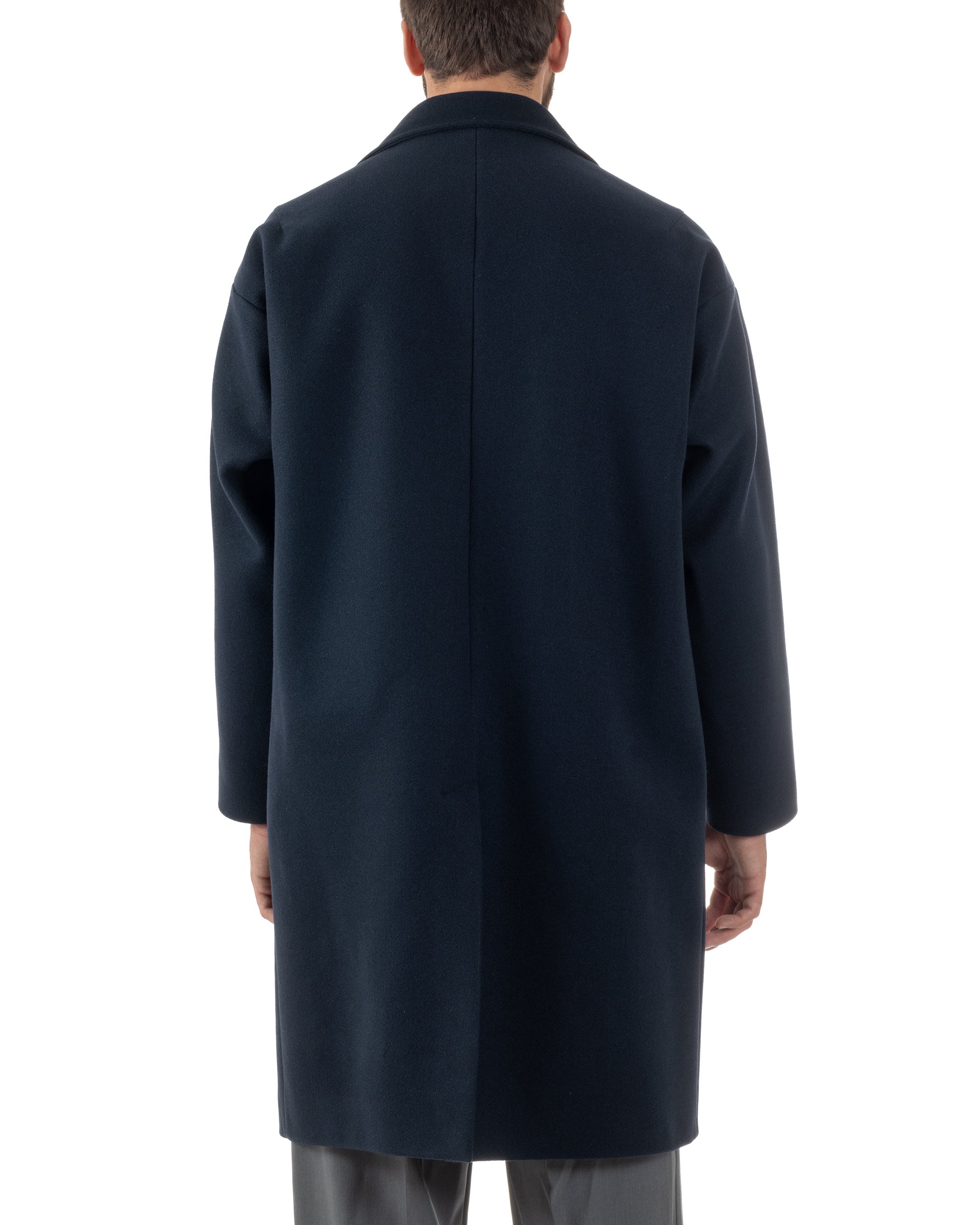 Cappotto Uomo Oversize Monopetto Maniche Raglan Collo Rever Blu CO1077A