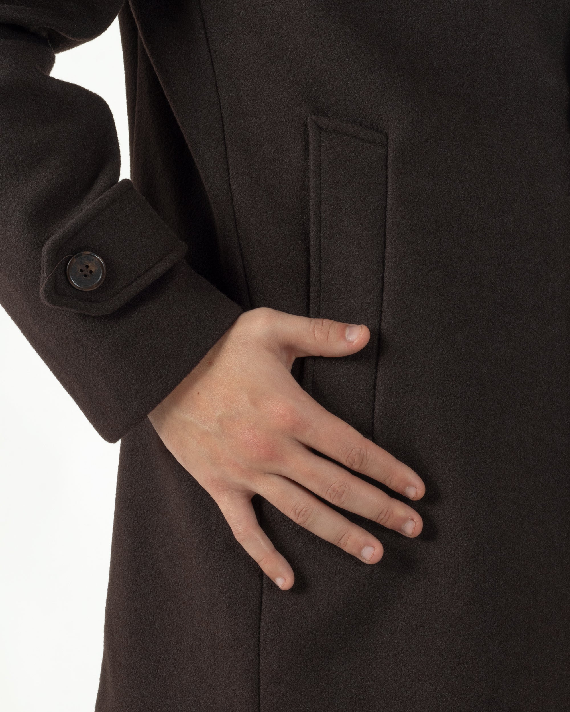 Cappotto Uomo Cappuccio Monopetto Tinta Unita Marrone CO1106A