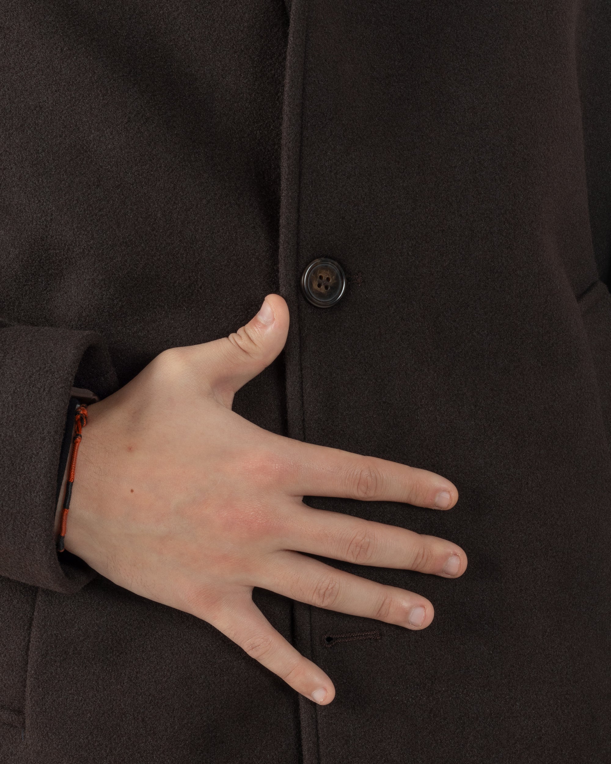 Cappotto Uomo Cappuccio Monopetto Tinta Unita Marrone CO1106A