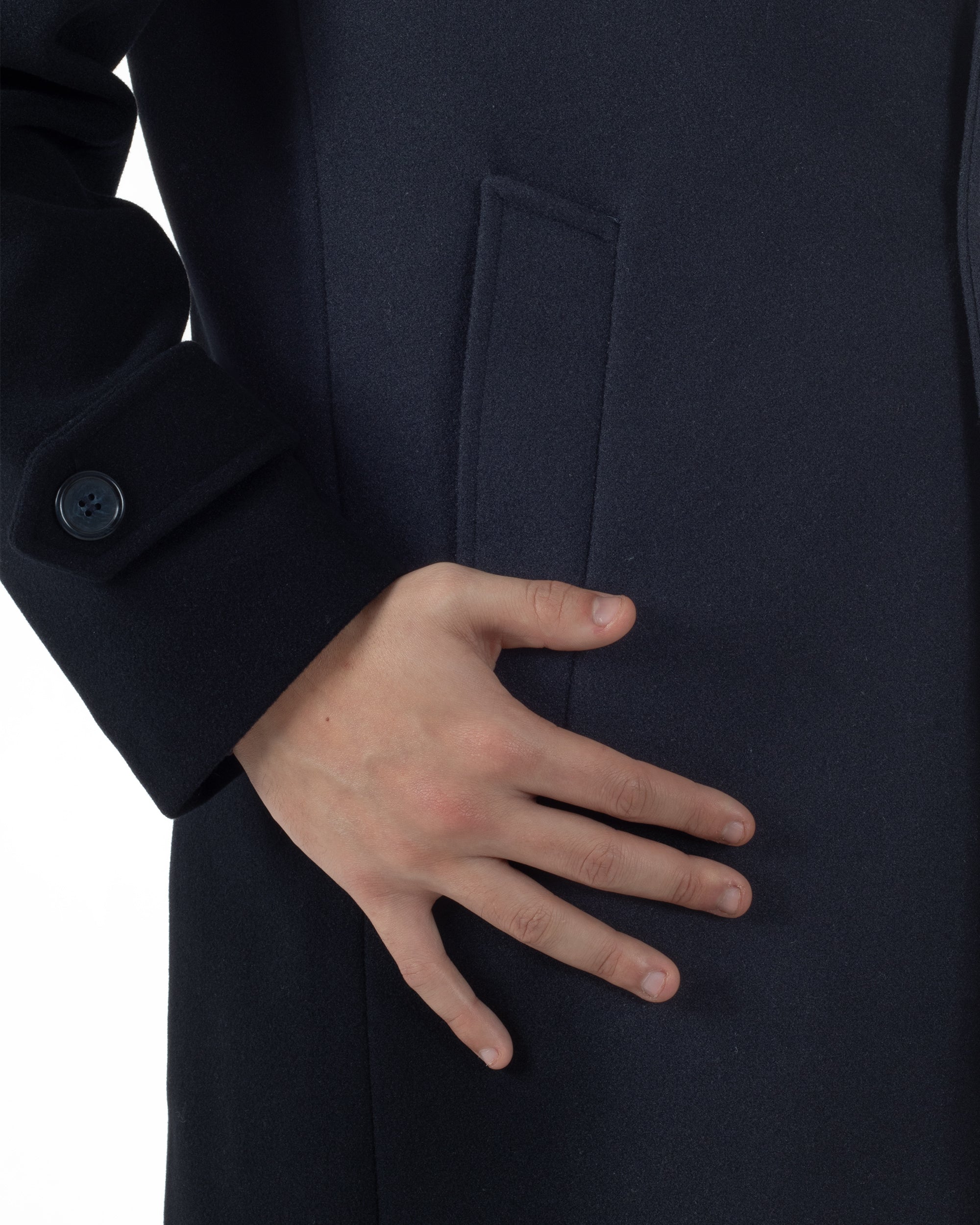 Cappotto Uomo Cappuccio Monopetto Tinta Unita Blu CO1105A