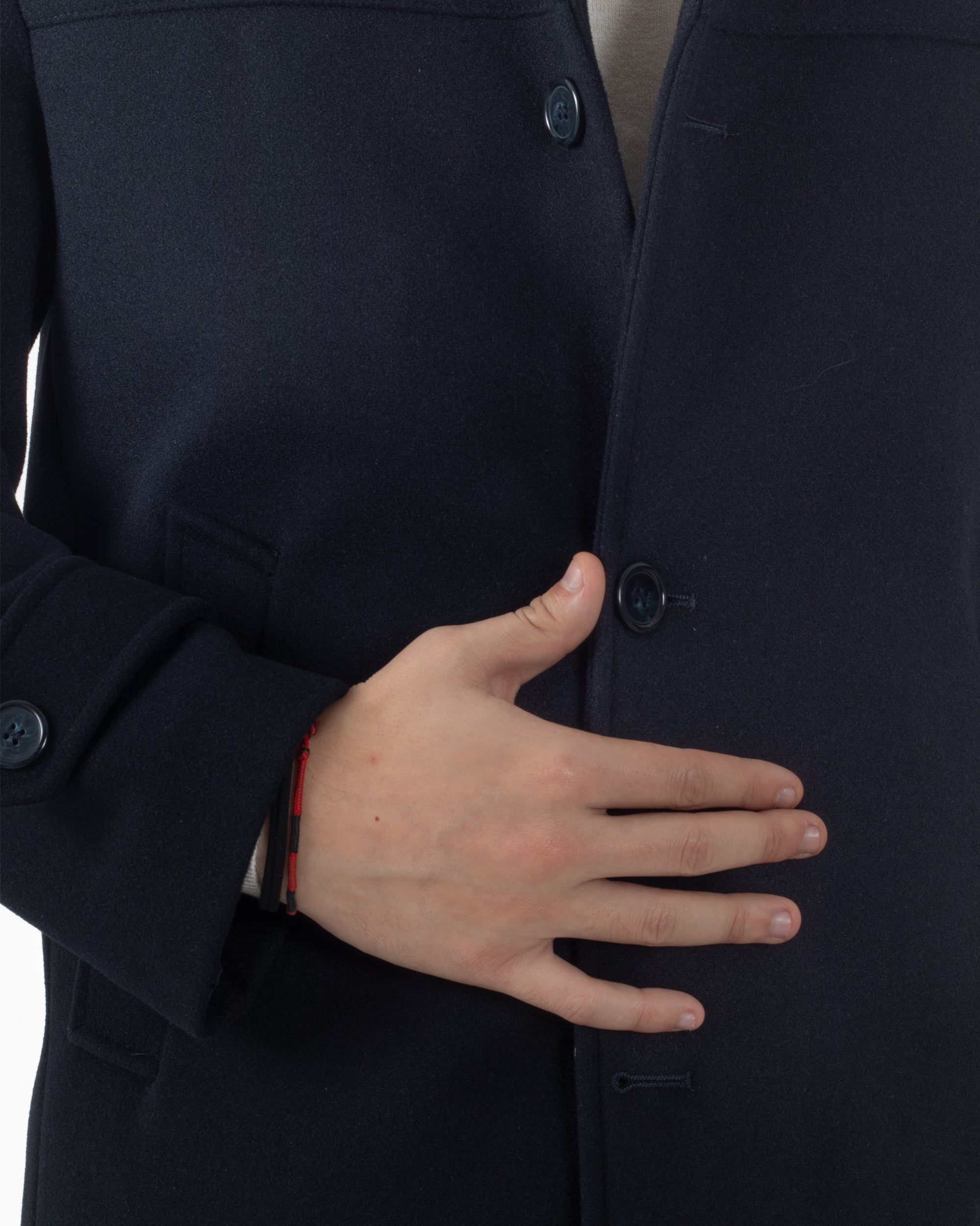 Cappotto Uomo Cappuccio Monopetto Tinta Unita Blu CO1105A