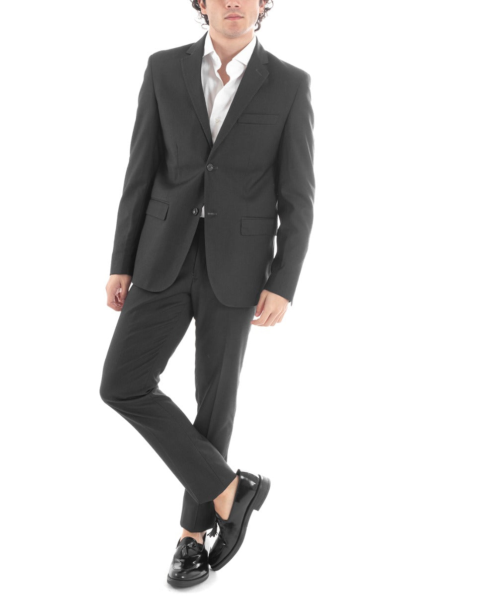 Men's Suit Single Breasted Suit Jacket Pants Dark Gray Elegant Ceremony GIOSAL-AE1004A