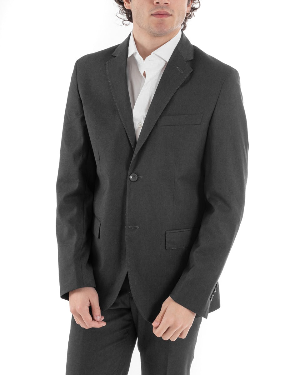 Men's Suit Single Breasted Suit Jacket Pants Dark Gray Elegant Ceremony GIOSAL-AE1004A