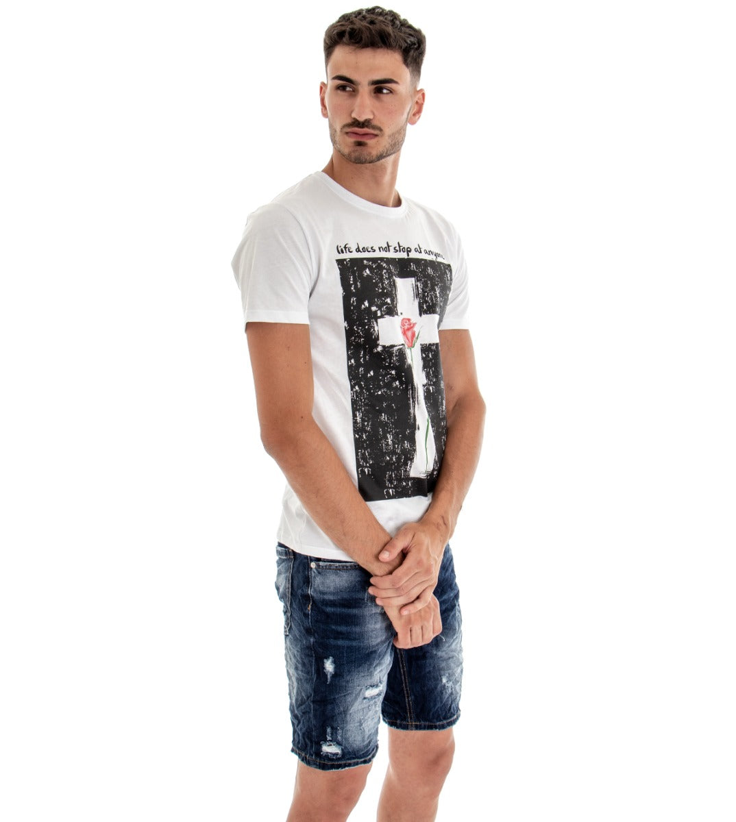 Men's T-shirt Short Sleeve Shirt Print Cotton MOD Round Neck GIOSAL