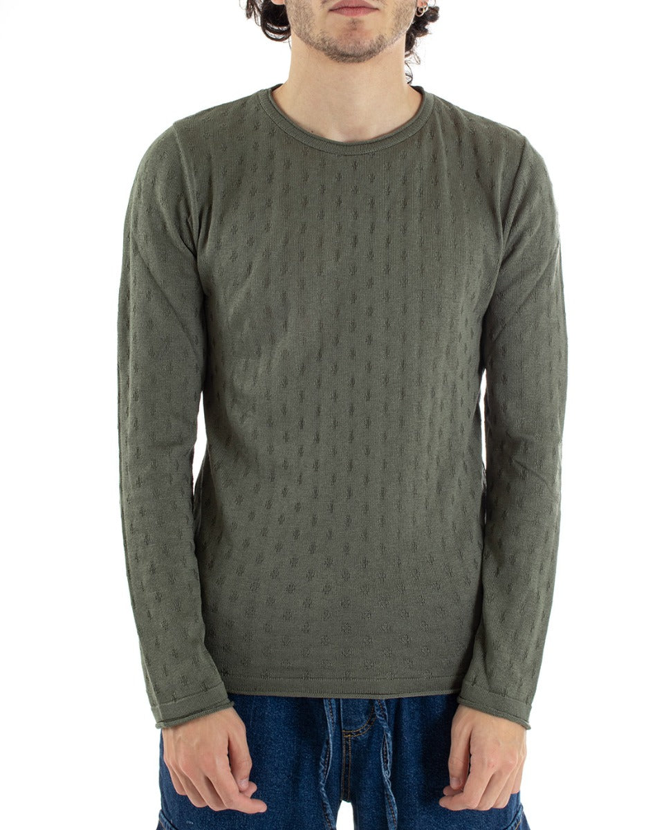 Men's Sweater MOD Spring Lightweight Green Holes GIOSAL