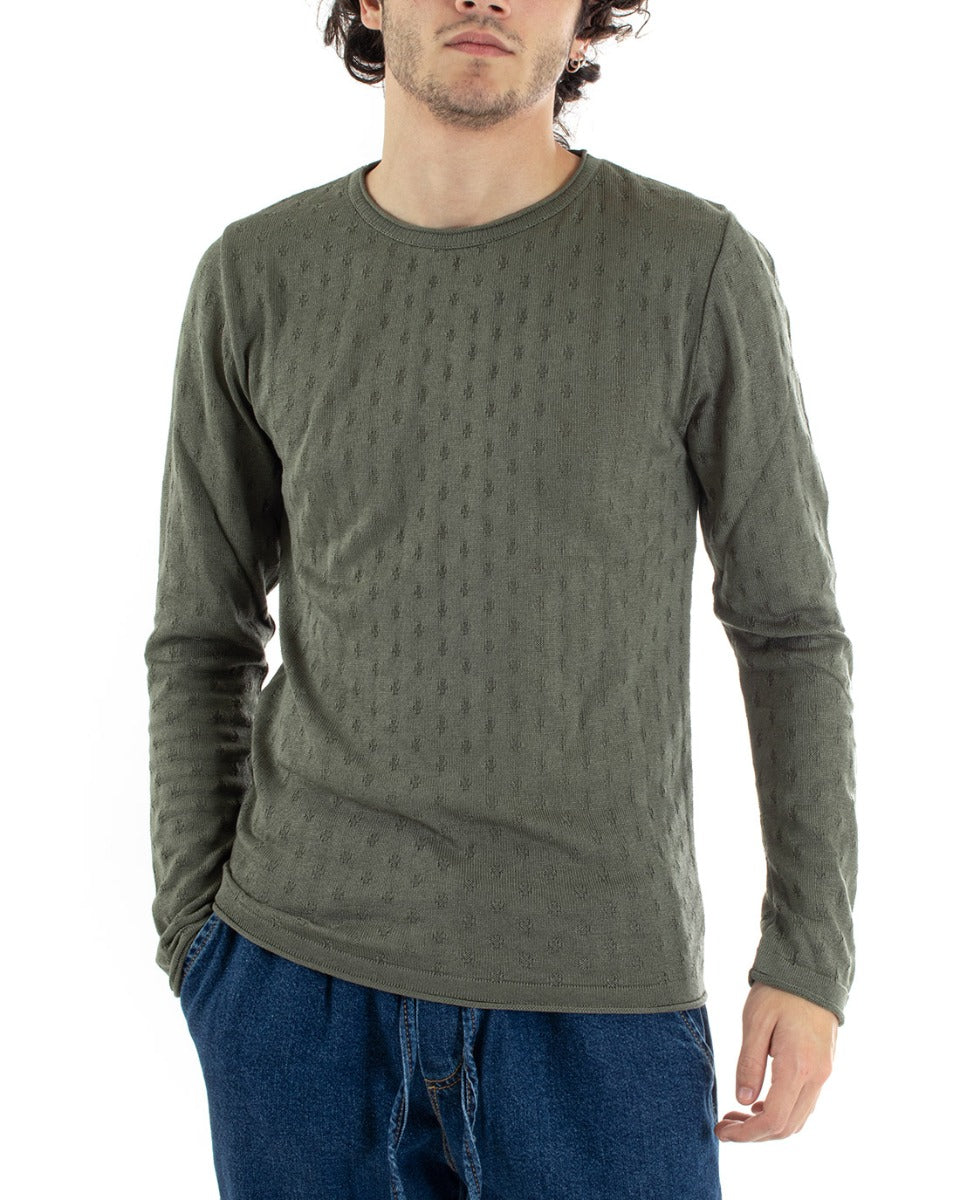 Men's Sweater MOD Spring Lightweight Green Holes GIOSAL