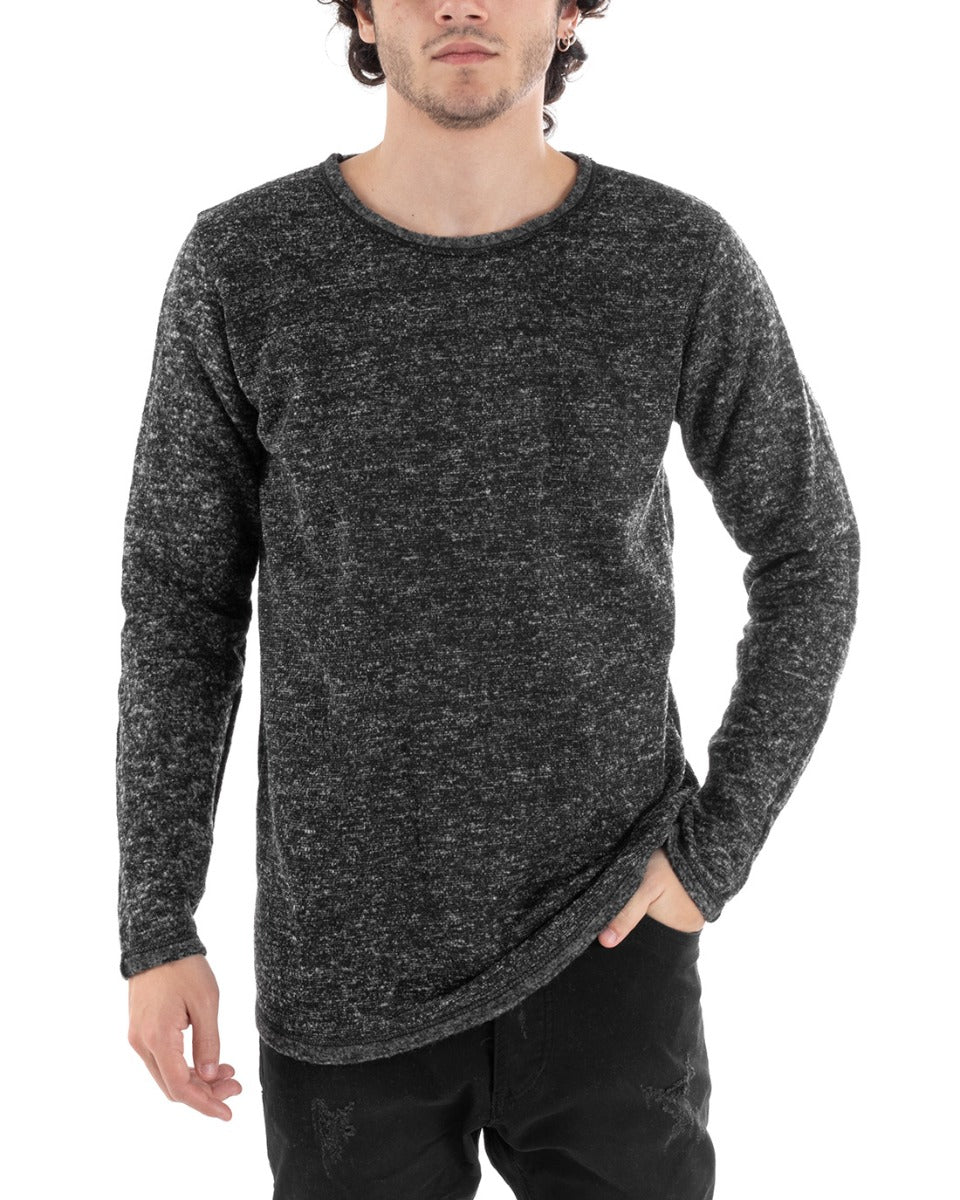 Men's Crewneck Sweater Melange Long Sleeve Casual Gray GIOSAL-M2628A