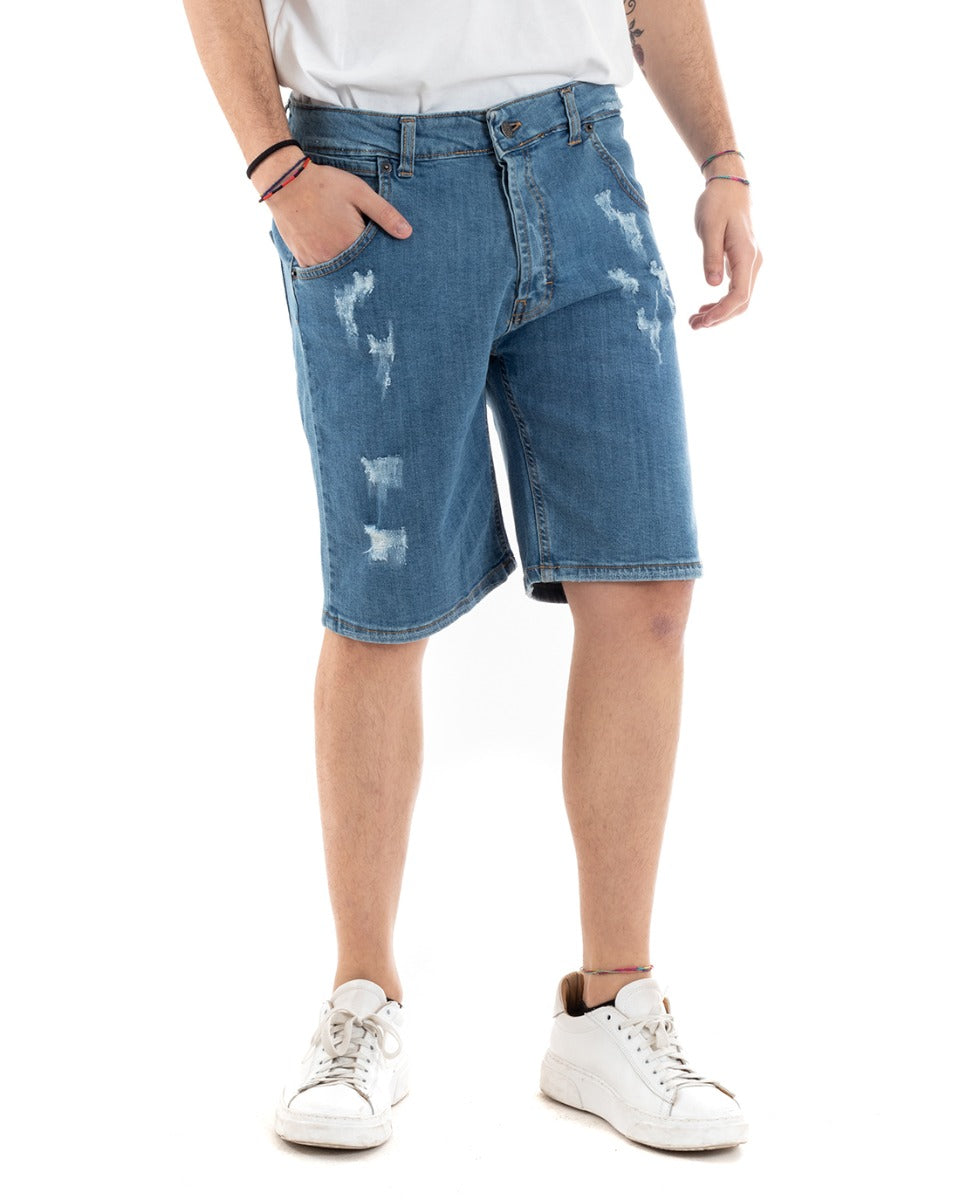 Bermuda Pantaloncino Uomo Corto Jeans Con Rotture GIOSAL-PC1194A
