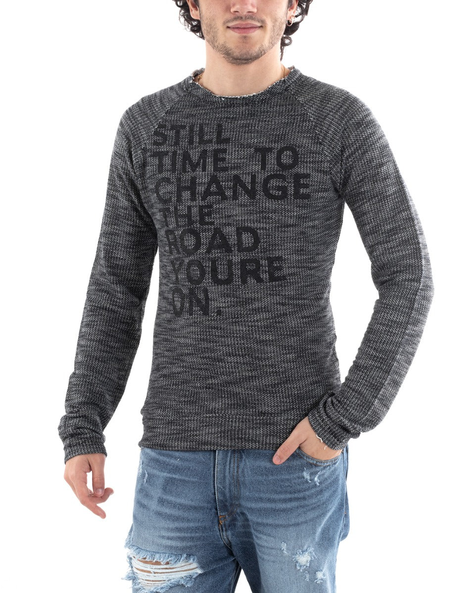 Men's Sweater Shirt Written Pullover Various Colors Round Neck Long Sleeve GIOSAL-M1165A