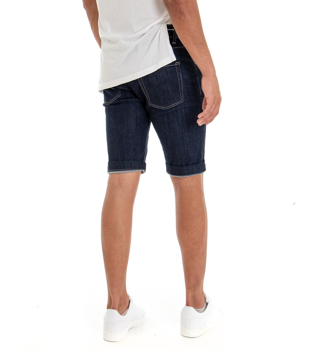 Bermuda Pantaloncino Uomo Denim Scuro Jeans Slim Fit Cinque Tasche Basic GIOSAL-PC1576A