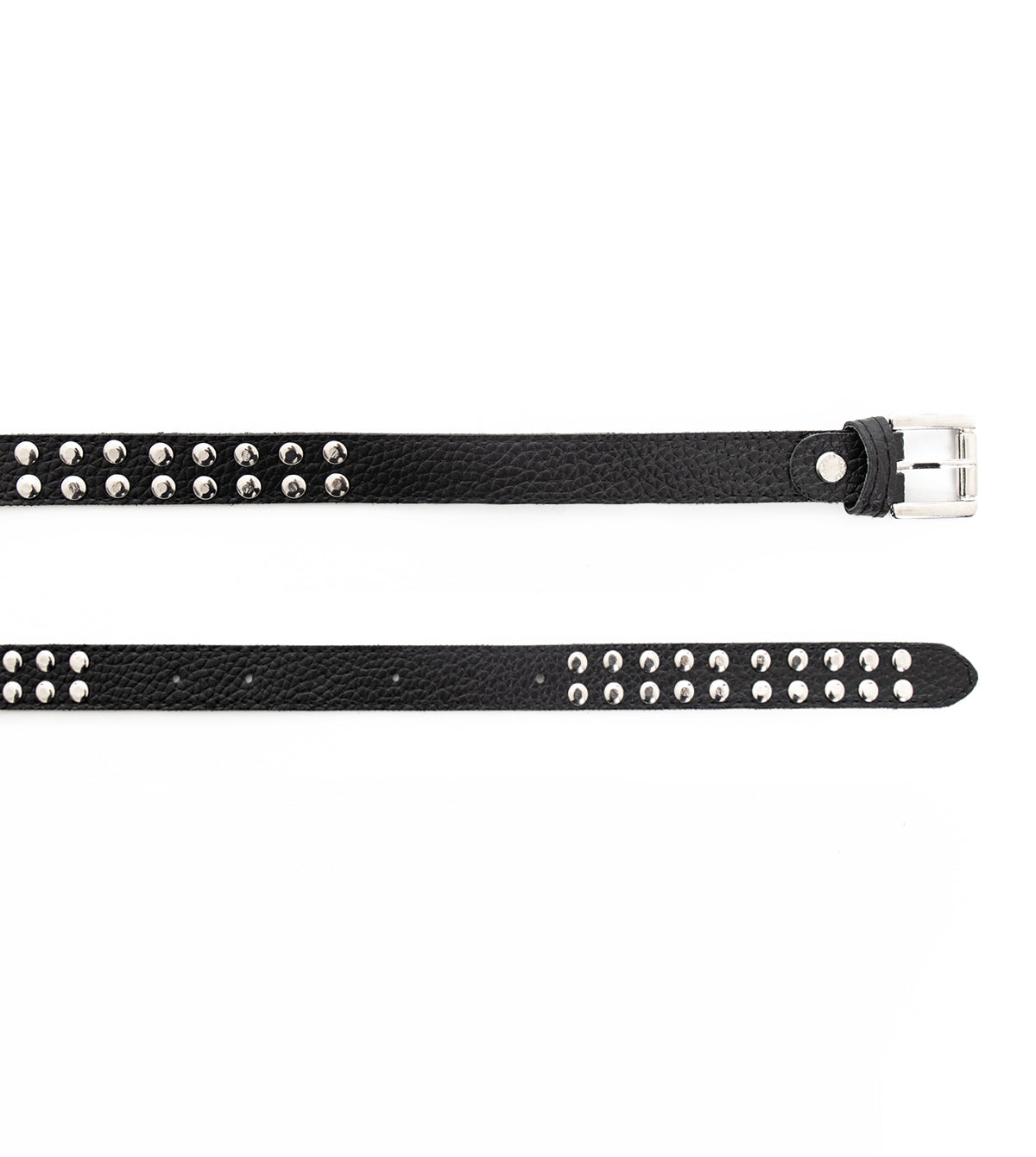 Men's Belt With Studs Adjustable Metal Buckle Belt Black Faux Leather GIOSAL-A2054A