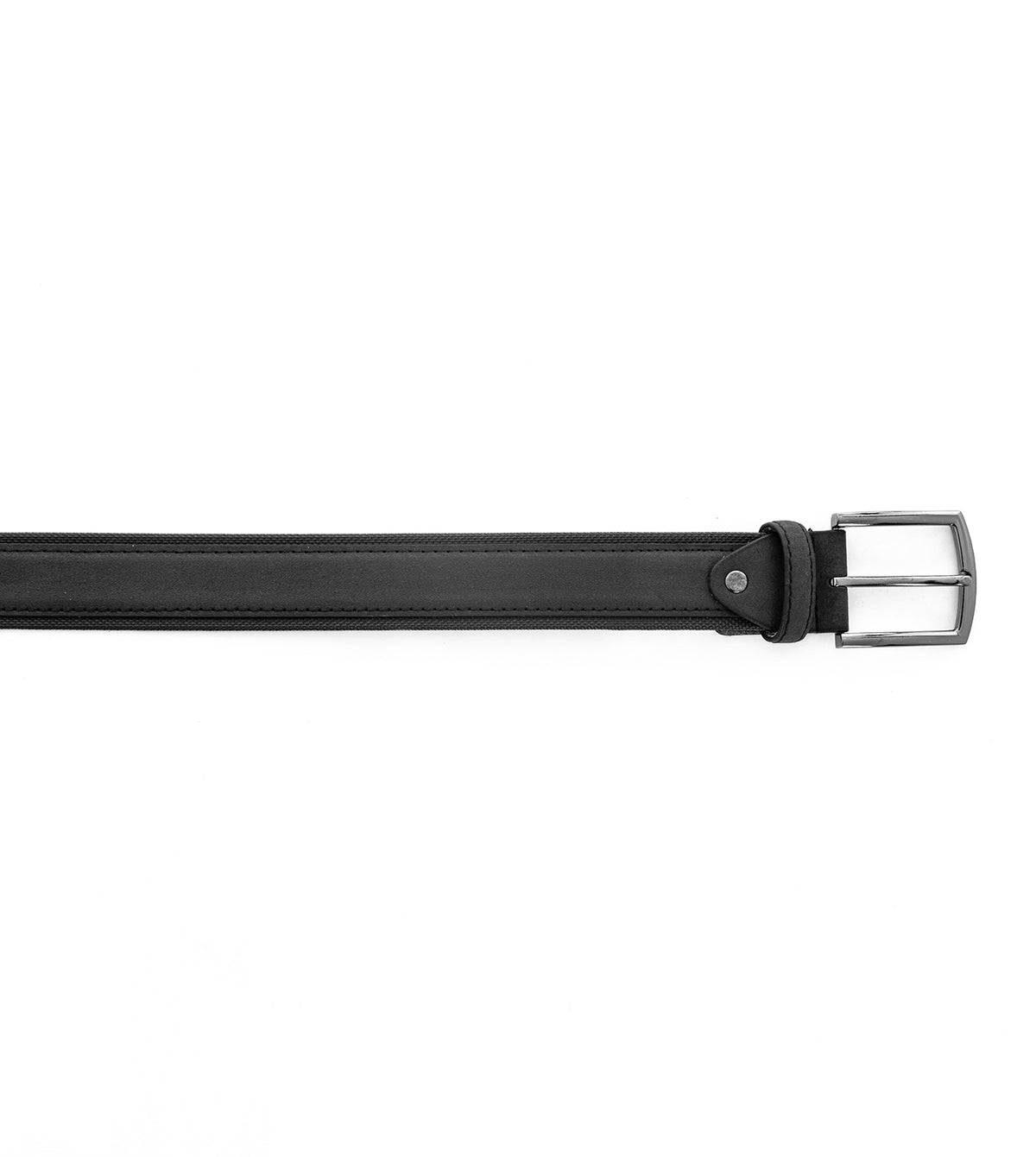 Wide Men's Belt Adjustable Metal Buckle Black Eco Suede GIOSAL-A2091A