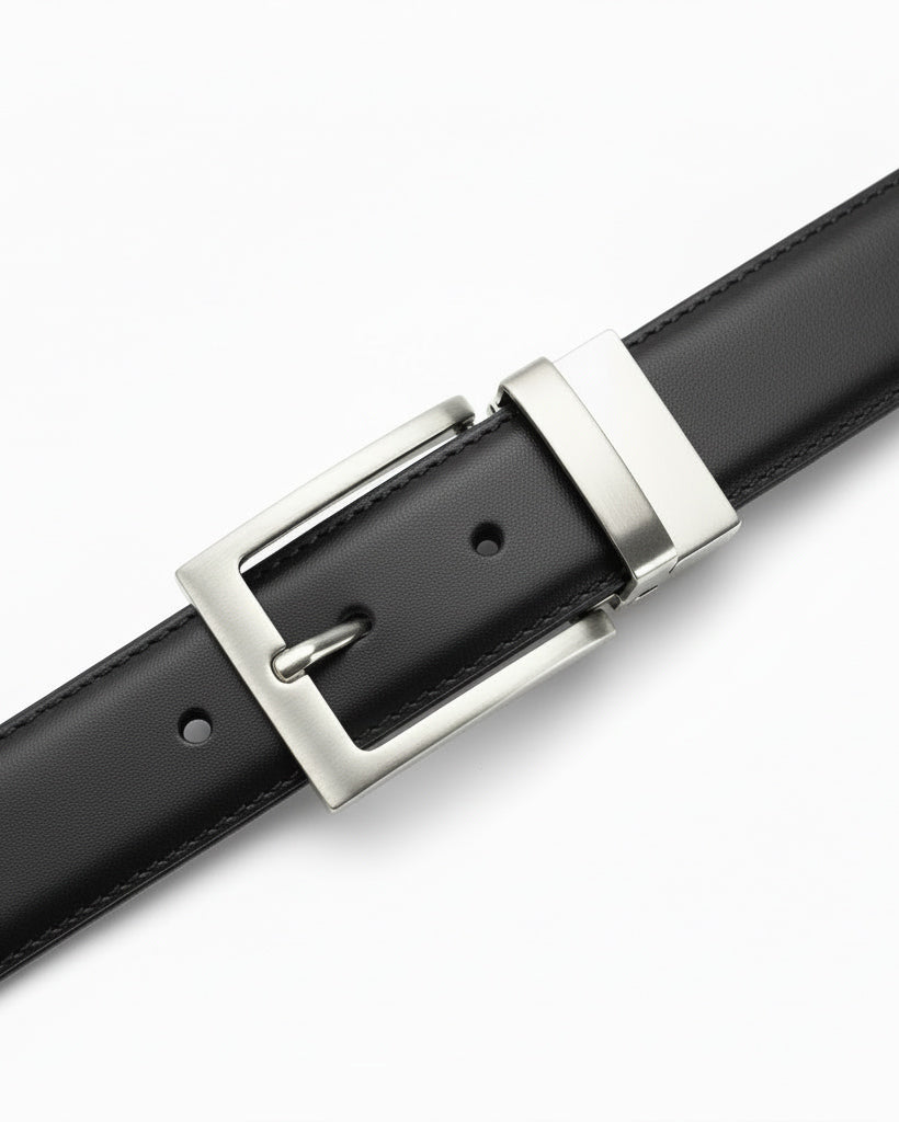 Cintura uomo larga cinta fibbia in metallo regolabile double-face nero blu ecopelle martellata GIOSAL-A2135A