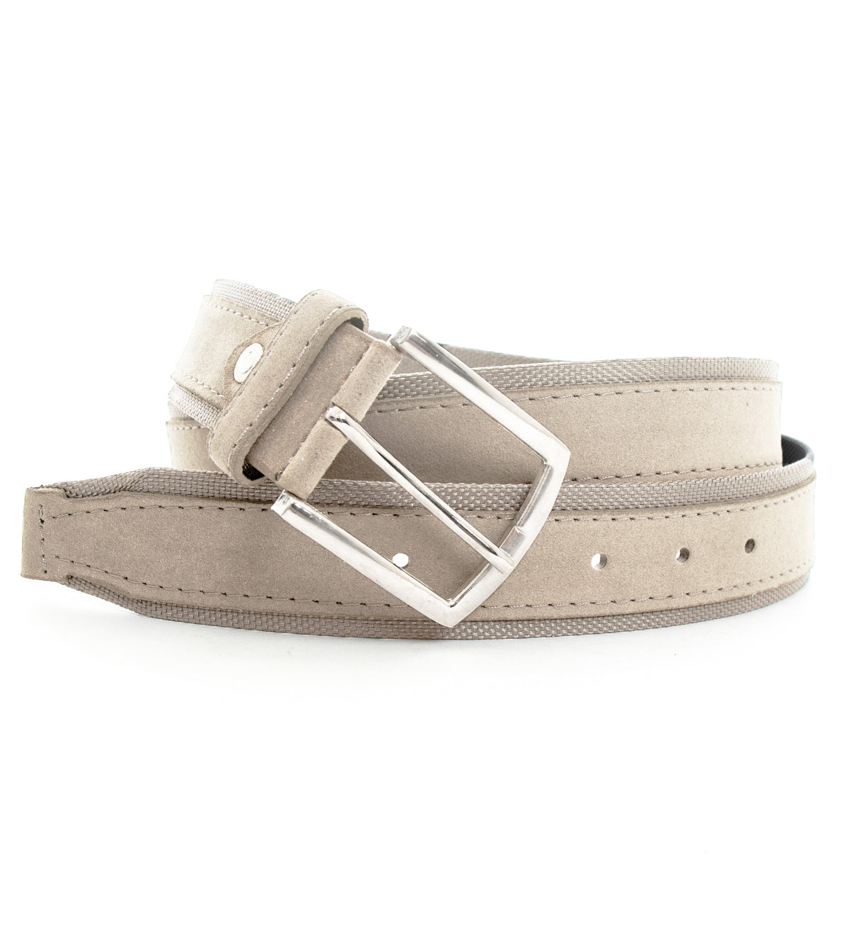 Cintura uomo larga cinta fibbia in metallo regolabile eco camoscio tinta unita beige GIOSAL-A2136A