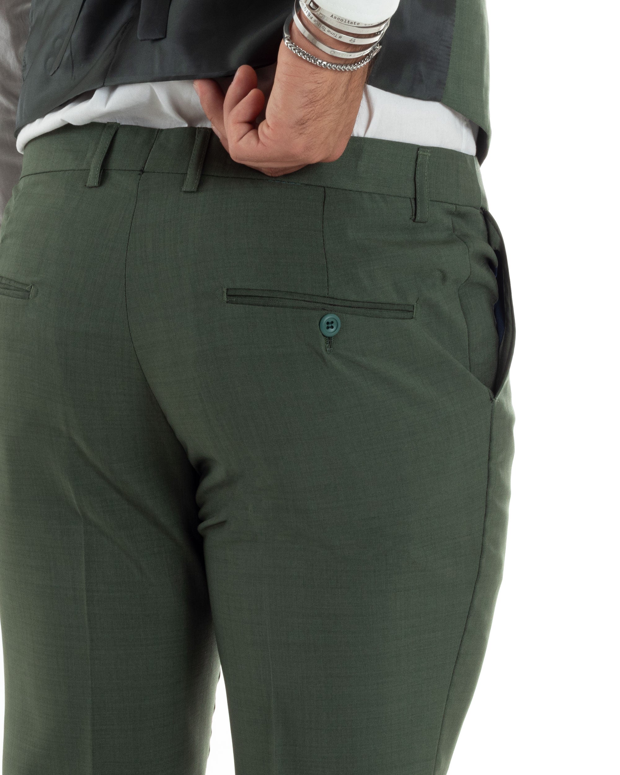 Abito Uomo Monopetto Vestito 3 Pezzi Completo Giacca Pantaloni Panciotto Elegante Sartoriale Verde Melangiato GIOSAL-AE1061A