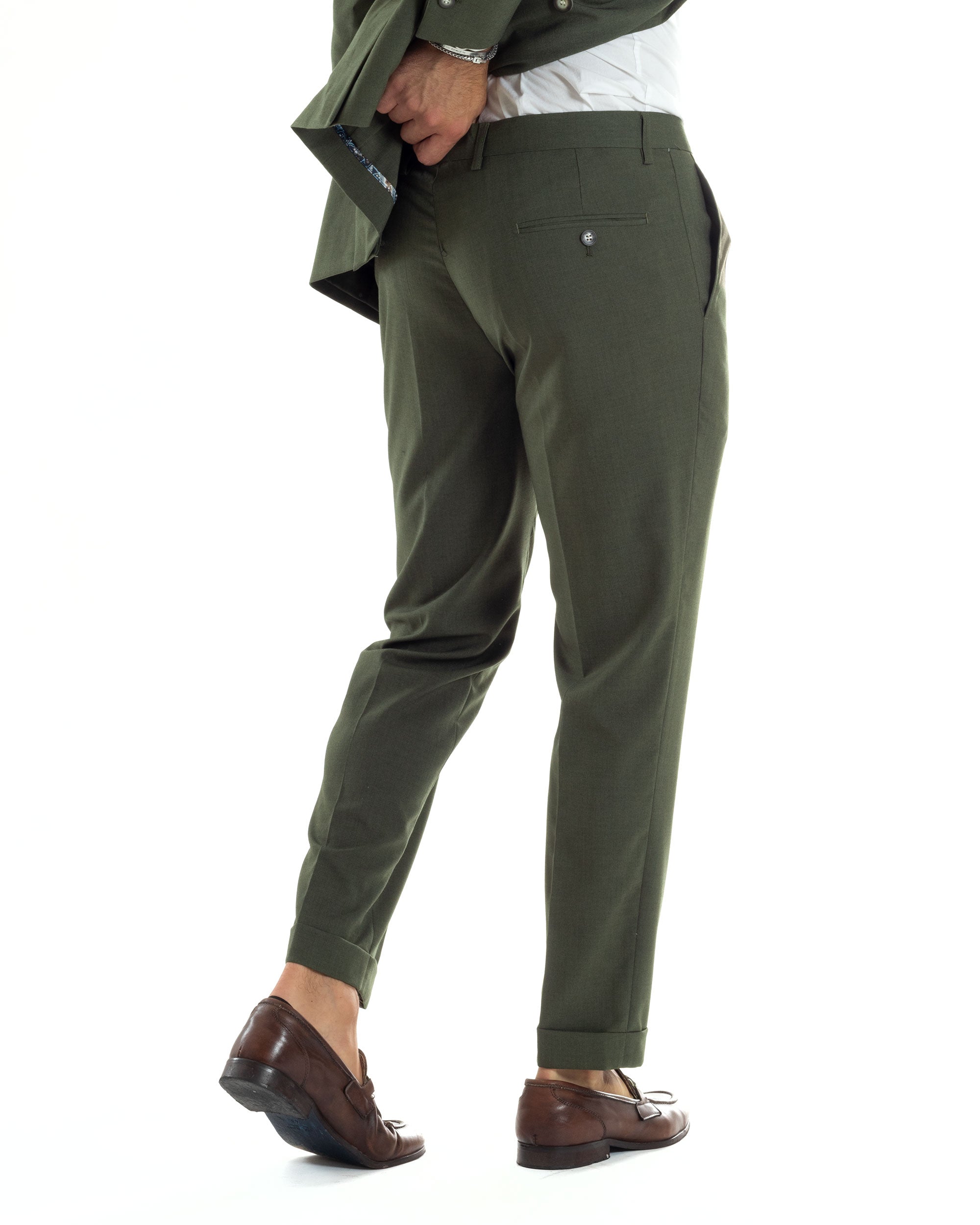 Abito Uomo Completo Sartoriale Doppiopetto Elegante Giacca Pantaloni Casual Tinta Unita Verde GIOSAL-AE1068A