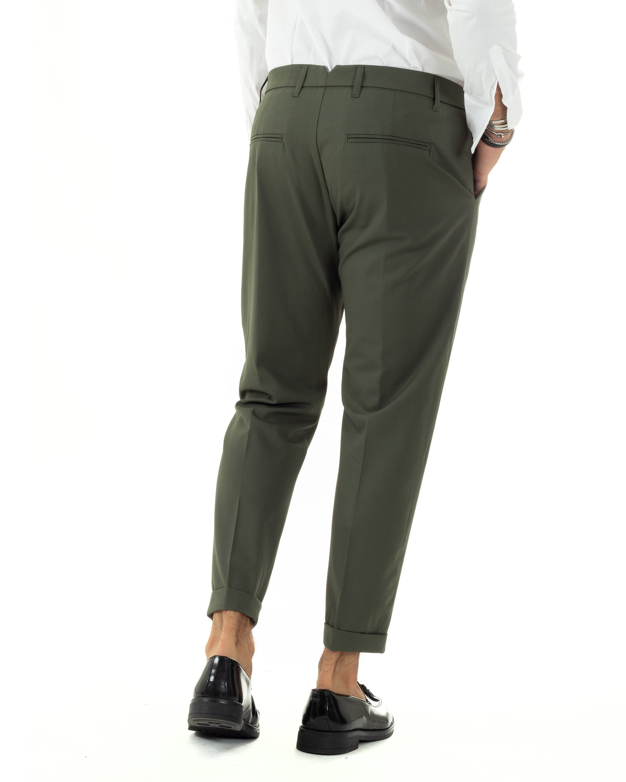 Abito Uomo Monopetto Vestito Viscosa Completo Giacca Pantaloni Elegante Casual Tinta Unita Verde GIOSAL-AE1076A