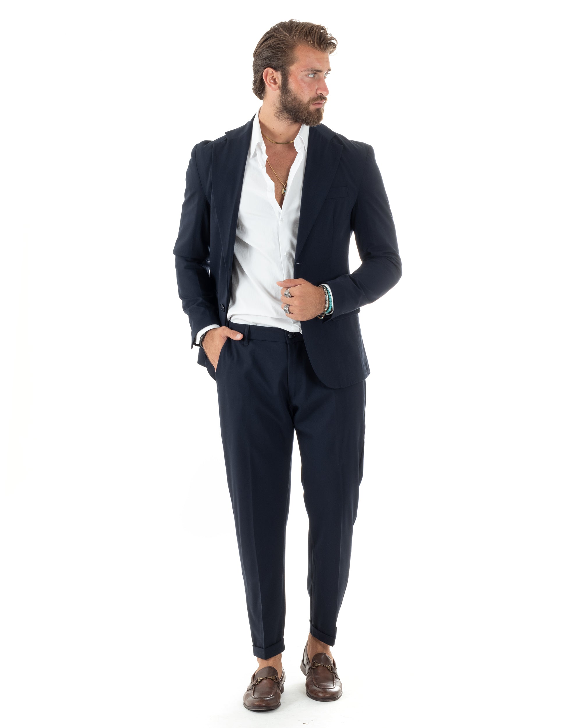 Double-Breasted Men's Suit Suit Jacket Trousers Green Pinstripe Elegant Casual GIOSAL-OU2405A