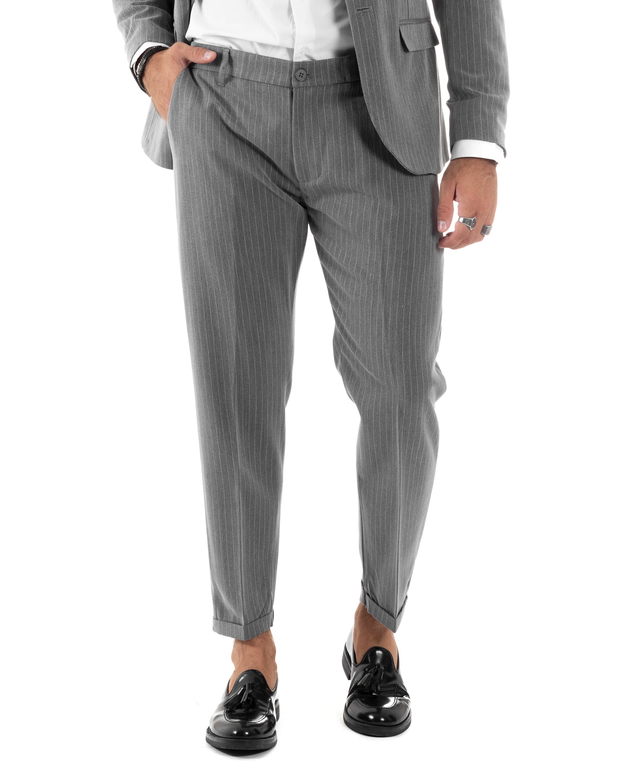 Double-Breasted Men's Suit Suit Jacket Trousers Green Pinstripe Elegant Casual GIOSAL-OU2405A