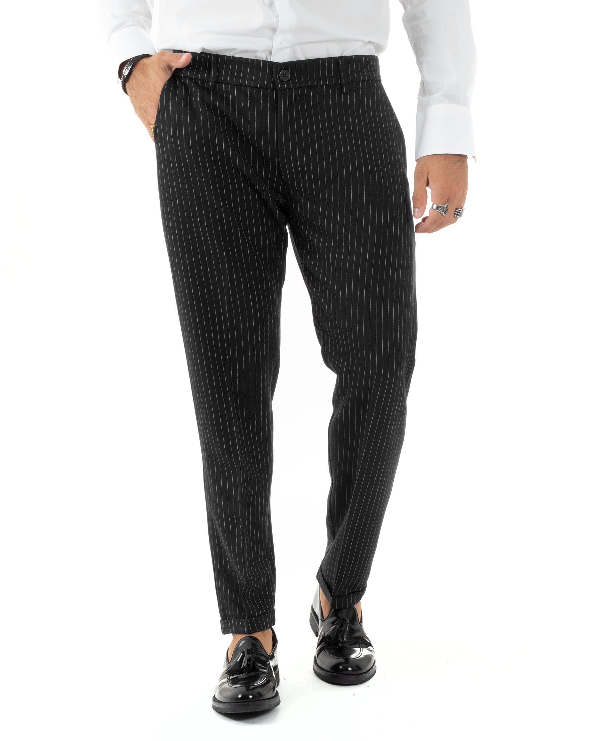 Double-Breasted Men's Suit Suit Jacket Trousers Green Pinstripe Elegant Casual GIOSAL-OU2405A