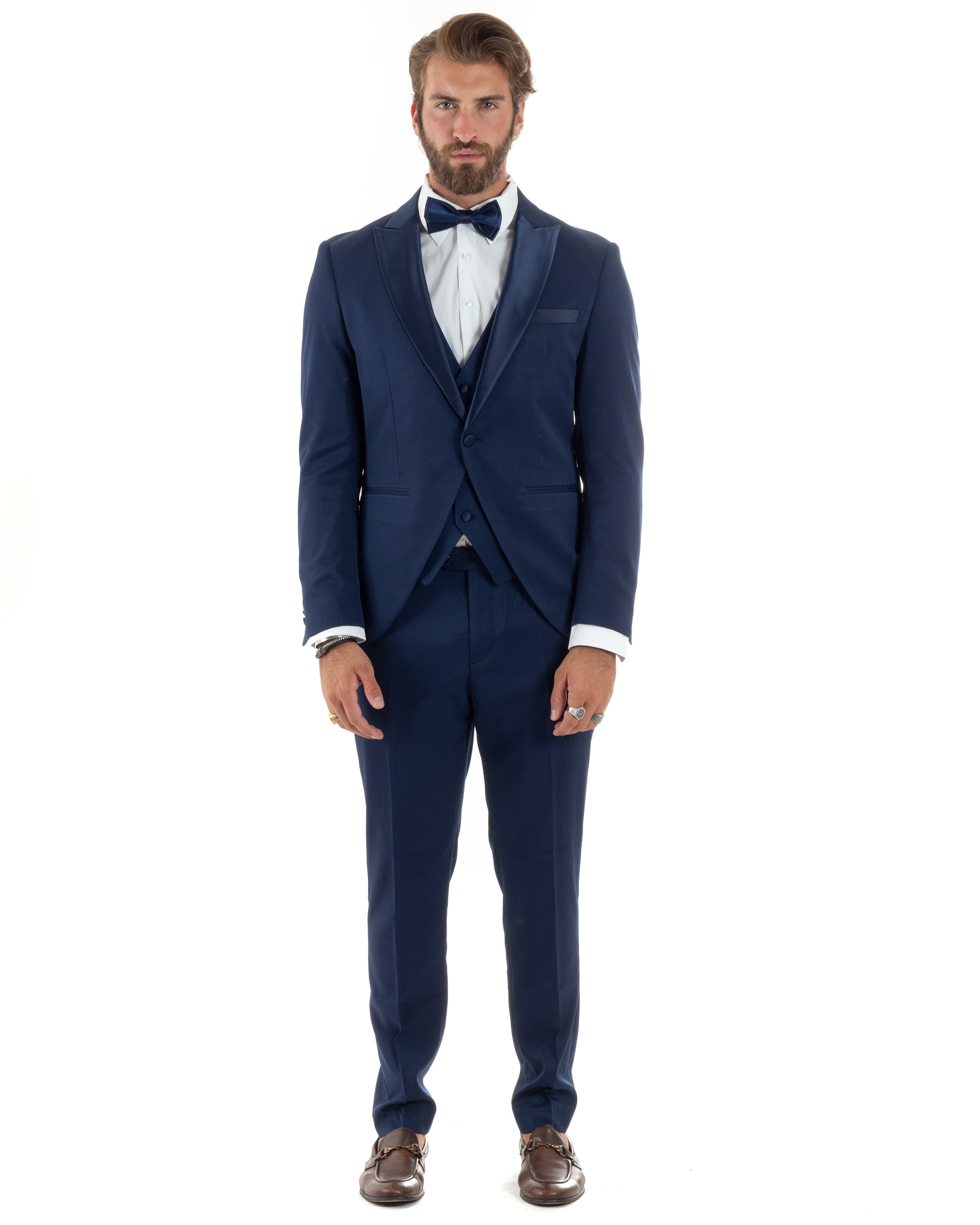 Single Breasted Men's Suit Suit Jacket Pants Blue Elegant Casual GIOSAL-OU2401A