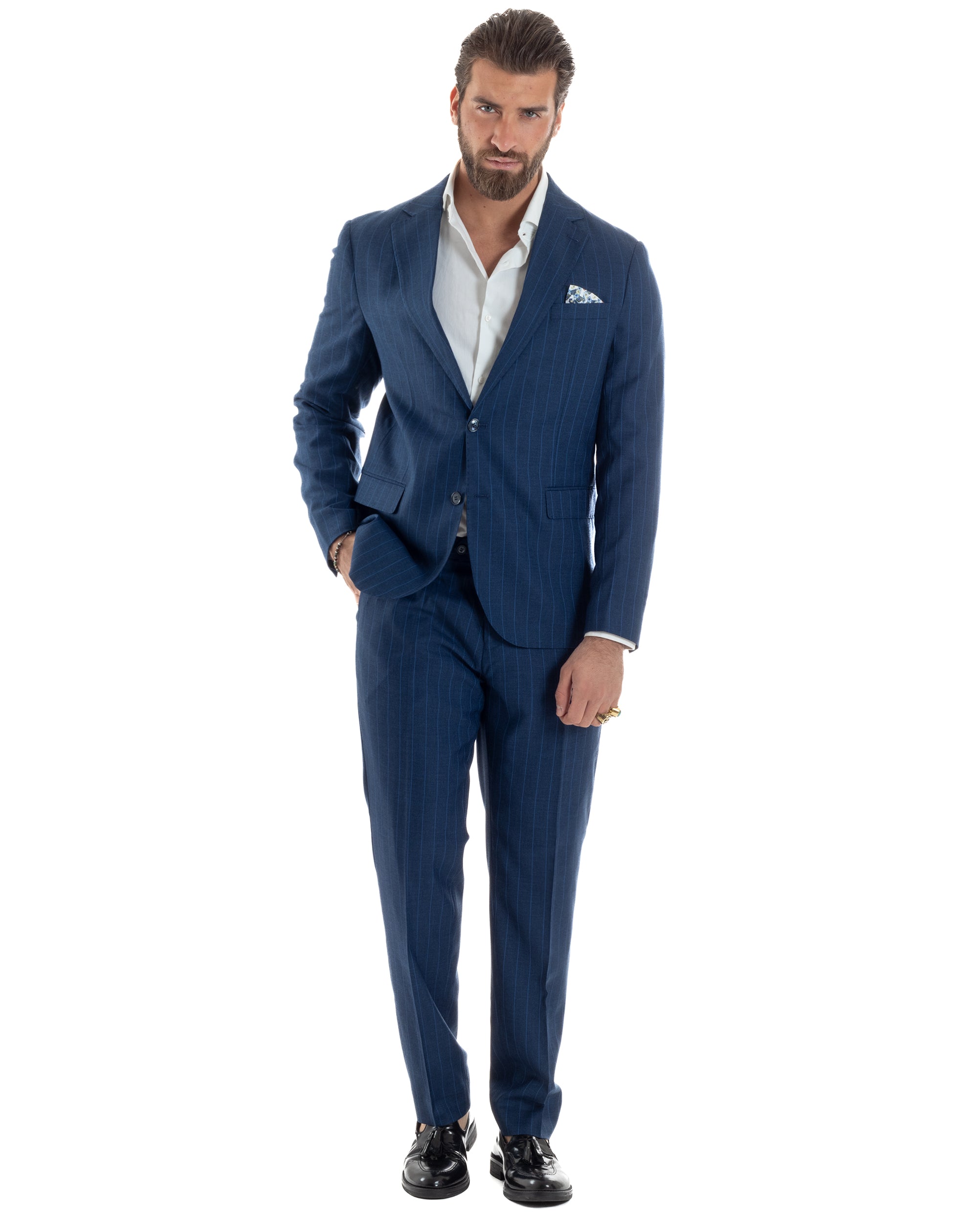 Gessato Zalando Abito Camicia Uomo Gessato Gessato Vestito Blue