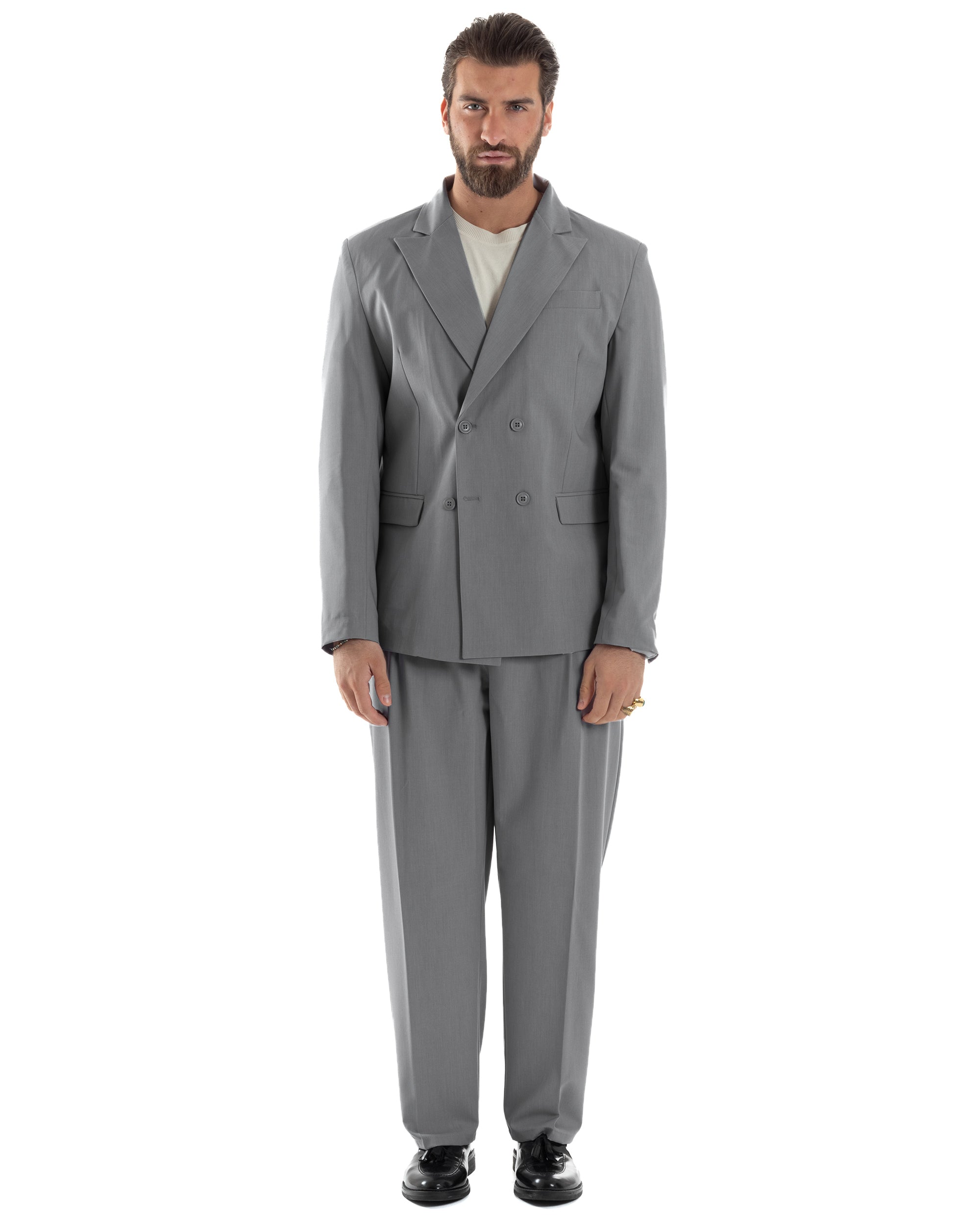 Men's Double Breasted Suit Suit Jacket Pants Buttons Lapels Satin Blue Elegant Tuxedo GIOSAL-AE1050A