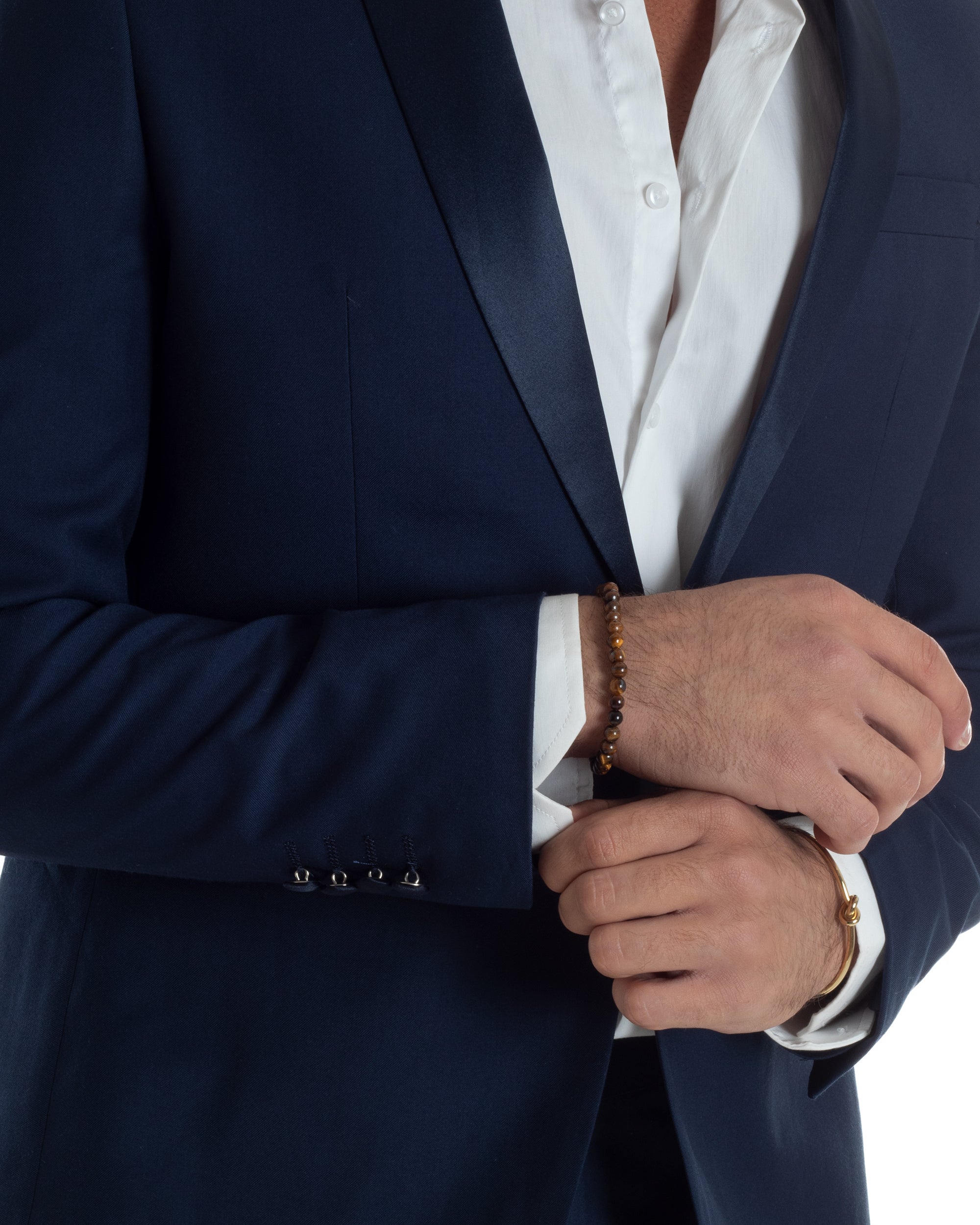 Abito Uomo Monopetto Vestito Completo Giacca Rever Sciallato In Raso Pantaloni Abbottonatura Allungata Smoking Elegante Blu GIOSAL-AE1152A