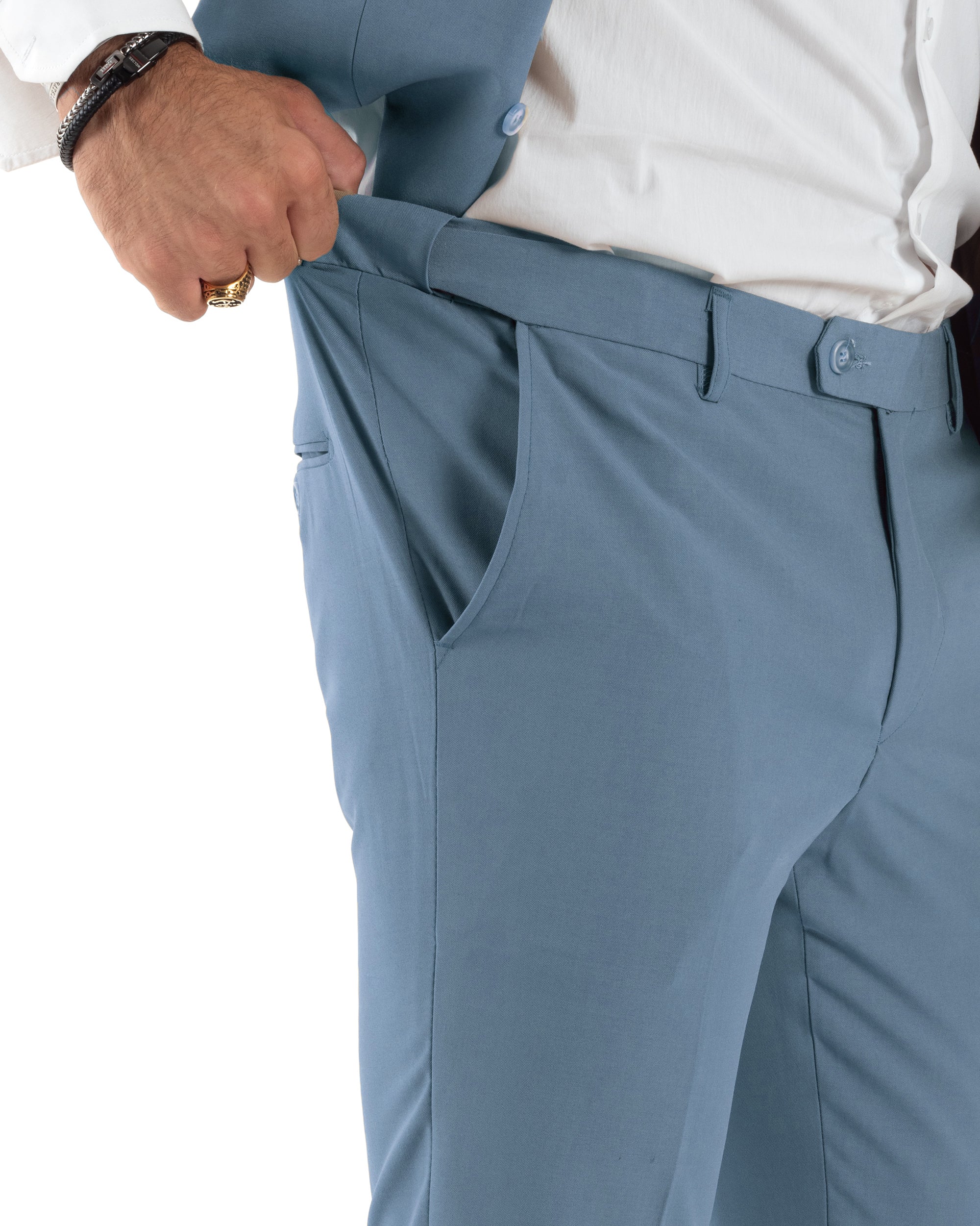 Abito Uomo Monopetto Vestito 3 Pezzi Completo Giacca Pantaloni Panciotto Elegante Sartoriale Melangiato Polvere GIOSAL-AE1160A