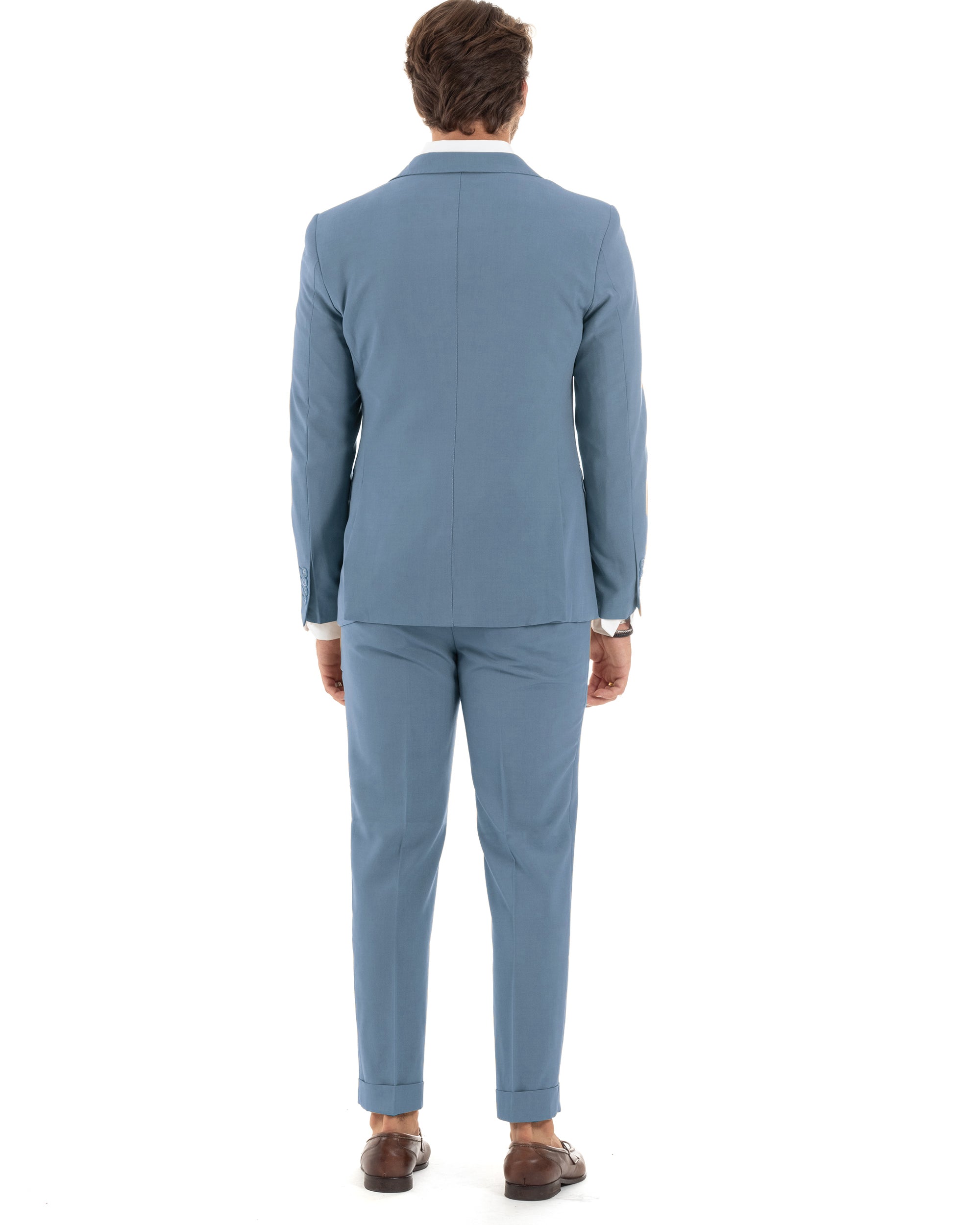 Abito Uomo Monopetto Vestito 3 Pezzi Completo Giacca Pantaloni Panciotto Elegante Sartoriale Melangiato Polvere GIOSAL-AE1160A