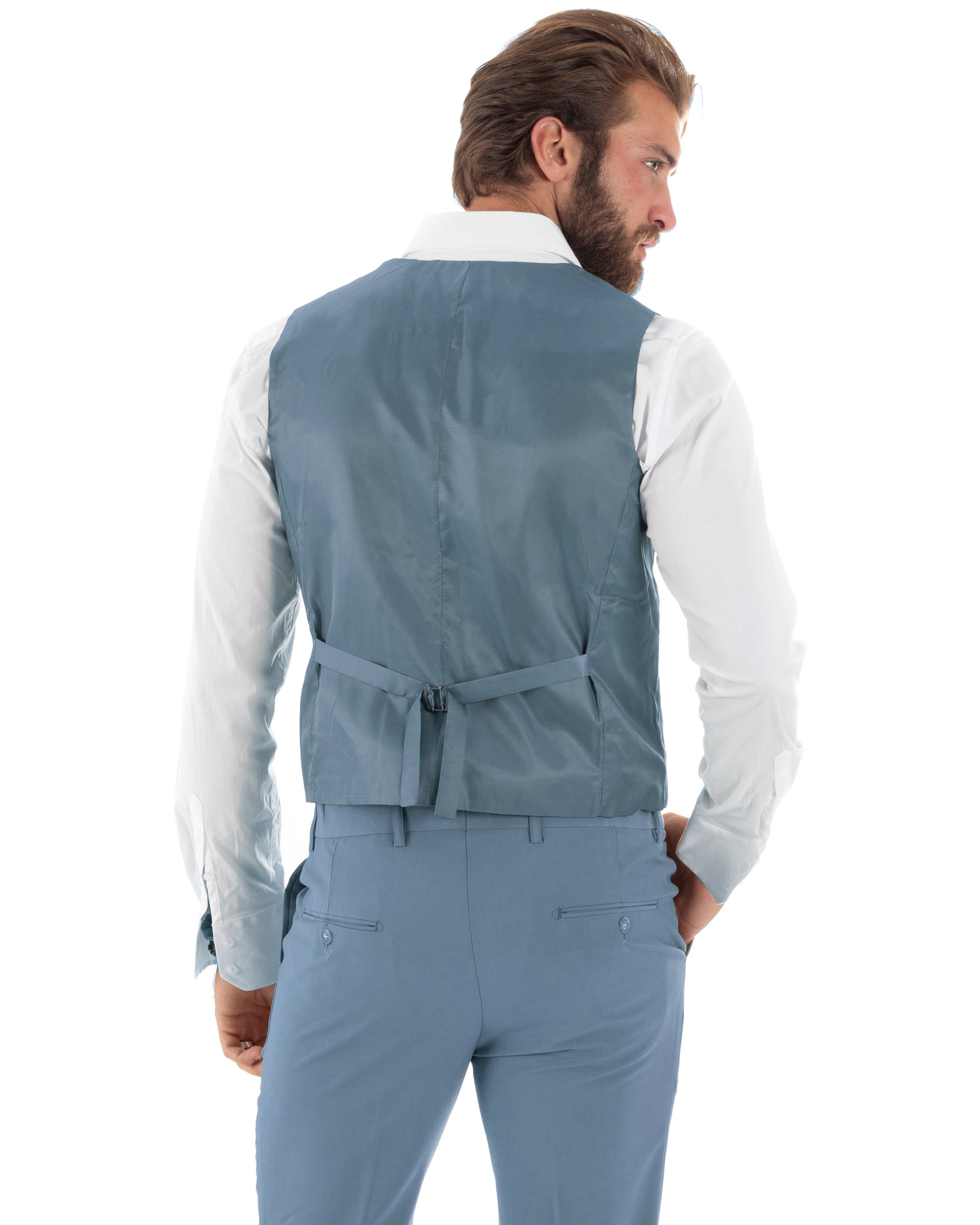 Abito Uomo Monopetto Vestito 3 Pezzi Completo Giacca Pantaloni Panciotto Elegante Sartoriale Melangiato Polvere GIOSAL-AE1160A
