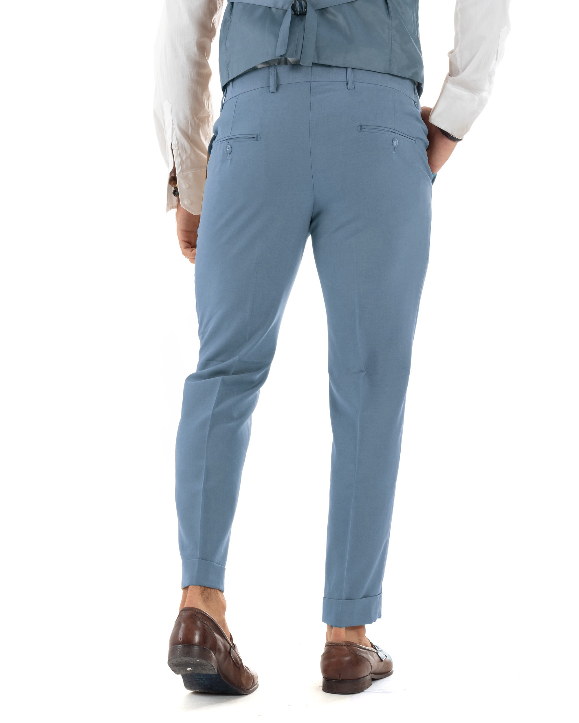 Abito Uomo Monopetto Vestito 3 Pezzi Completo Giacca Pantaloni Panciotto Elegante Sartoriale Melangiato Polvere GIOSAL-AE1160A