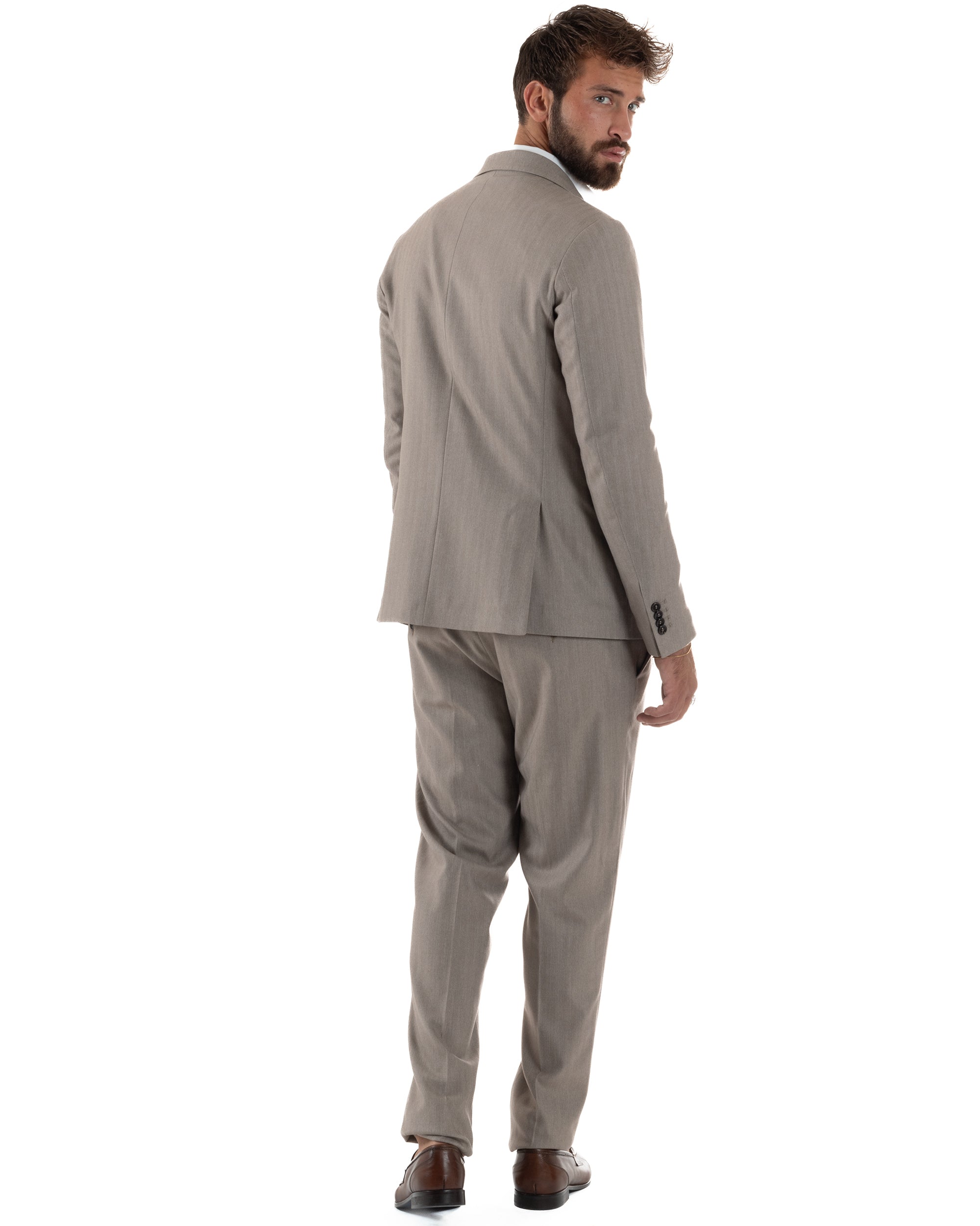 Abito Uomo Monopetto Viscosa Sartoriale Beige Melangiato Over-D OC1F2W5A06