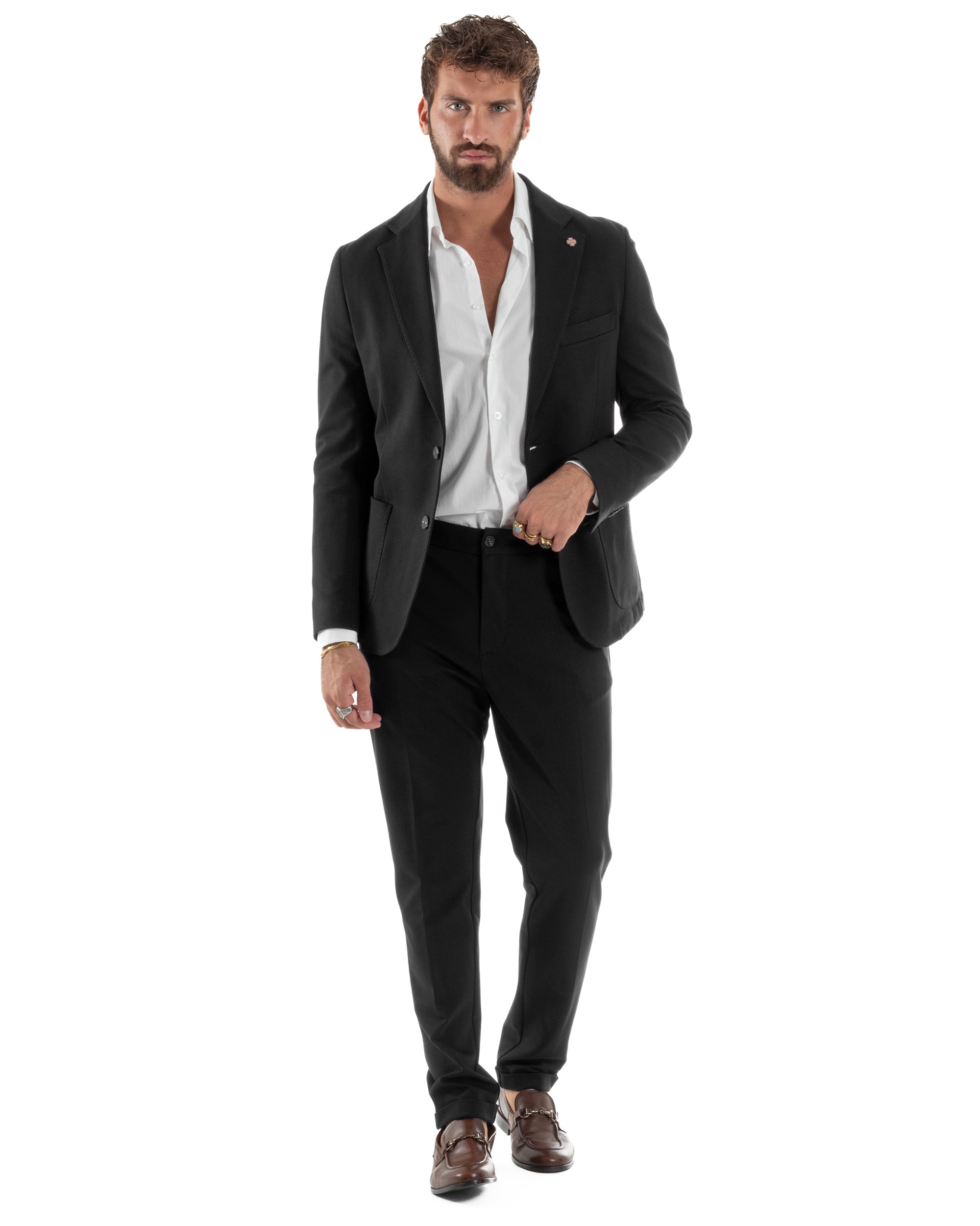 Abito Uomo Monopetto Viscosa Sartoriale Tinta Unita Nero Over-D OC1F2W5G01