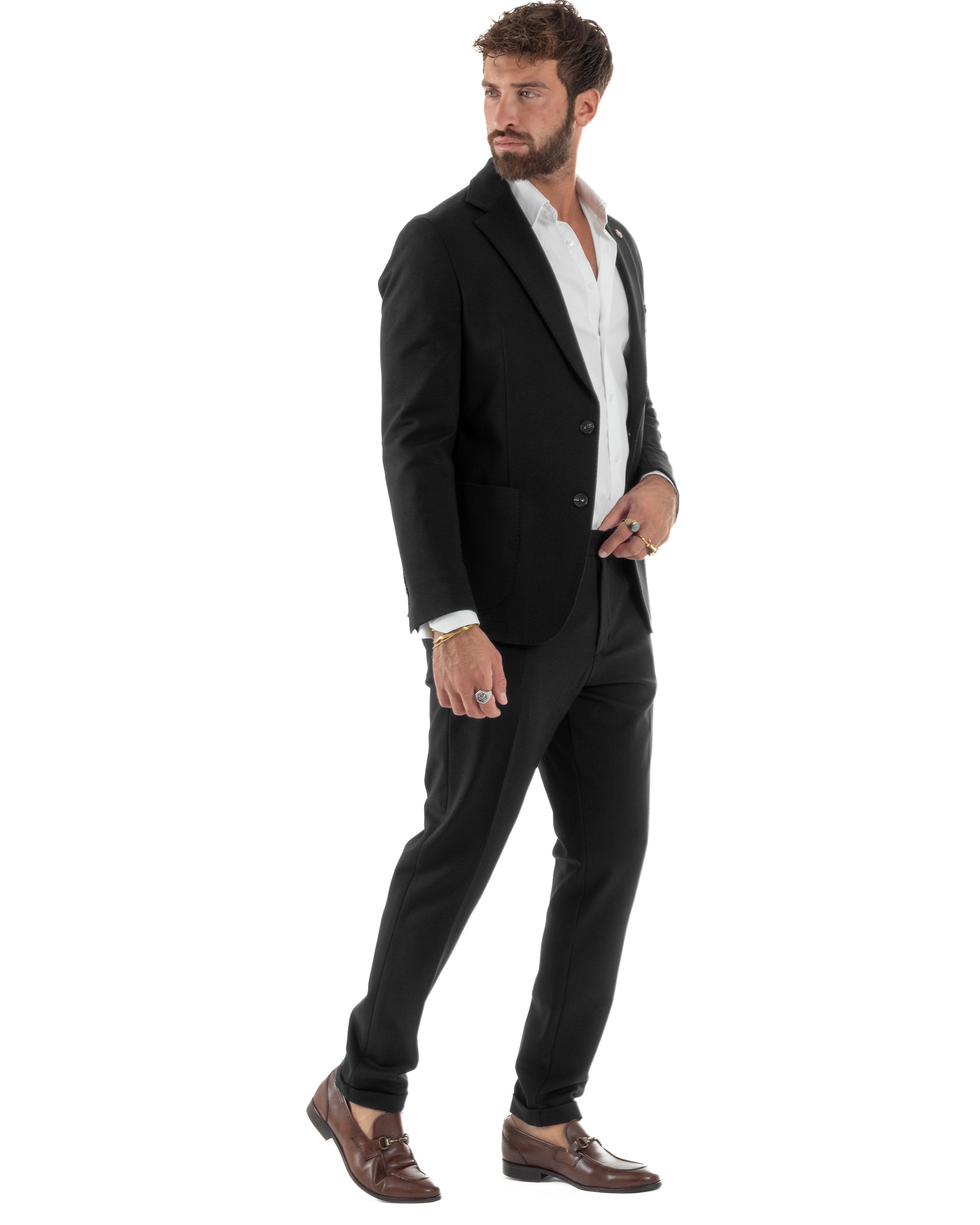 Abito Uomo Monopetto Viscosa Sartoriale Tinta Unita Nero Over-D OC1F2W5G01