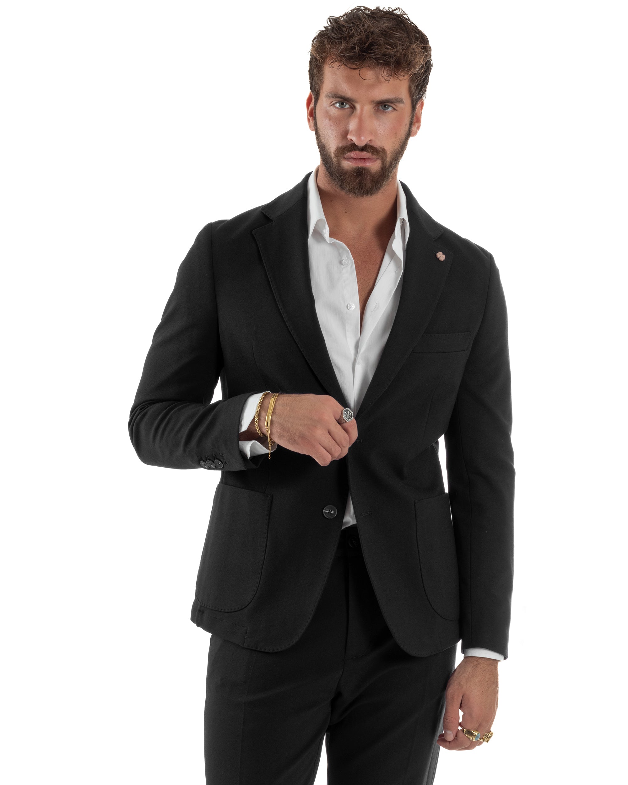 Abito Uomo Monopetto Viscosa Sartoriale Tinta Unita Nero Over-D OC1F2W5G01