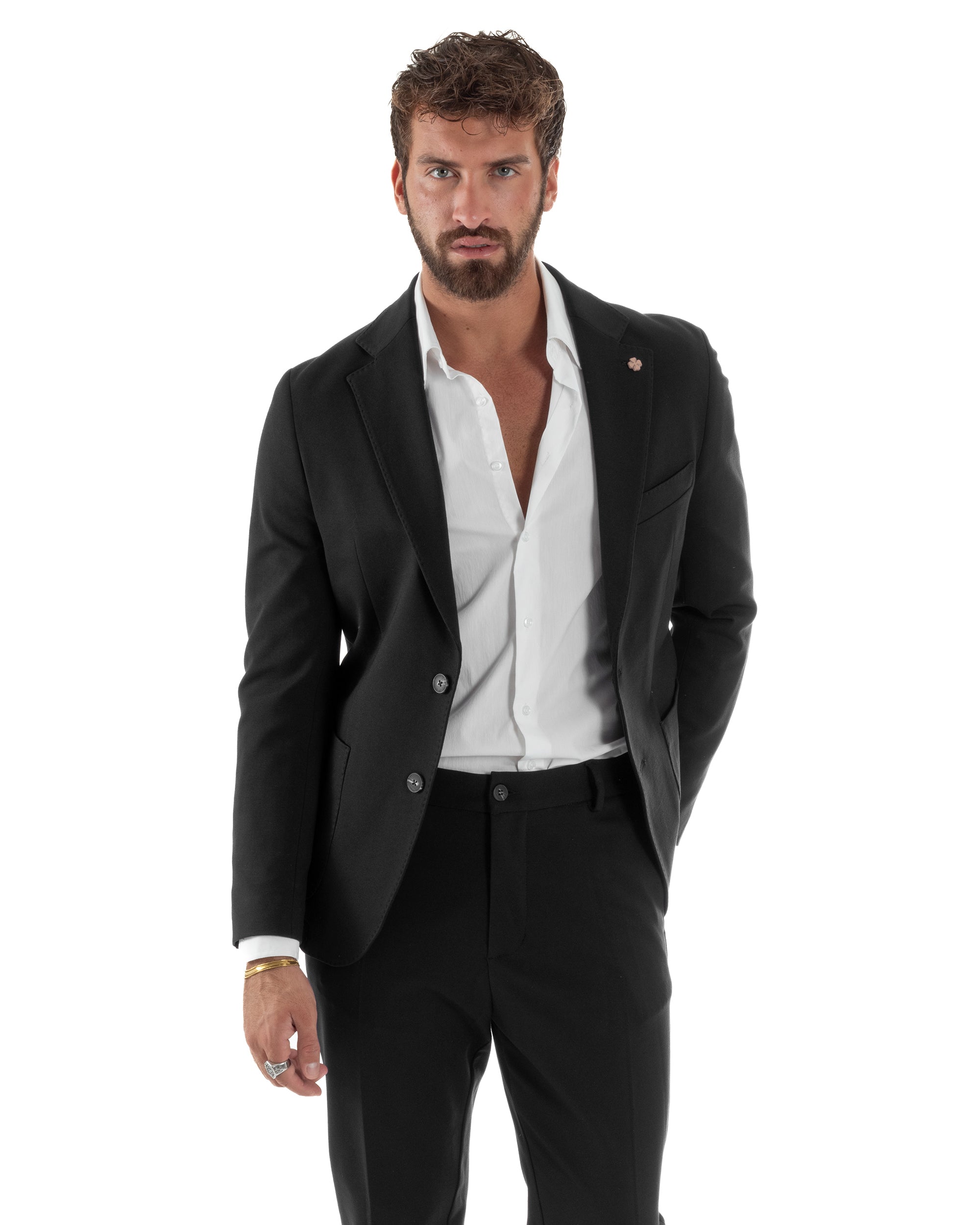 Abito Uomo Monopetto Viscosa Sartoriale Tinta Unita Nero Over-D OC1F2W5G01